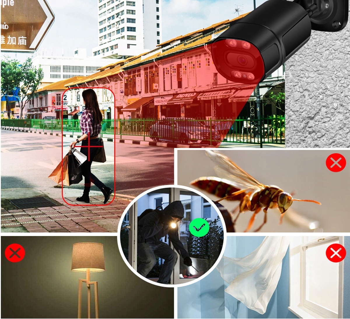 BEZPRZEWODOWA KAMERA ZEWNĘTRZNA IP WiFi FULL HD Zasięg podczerwieni 20 m