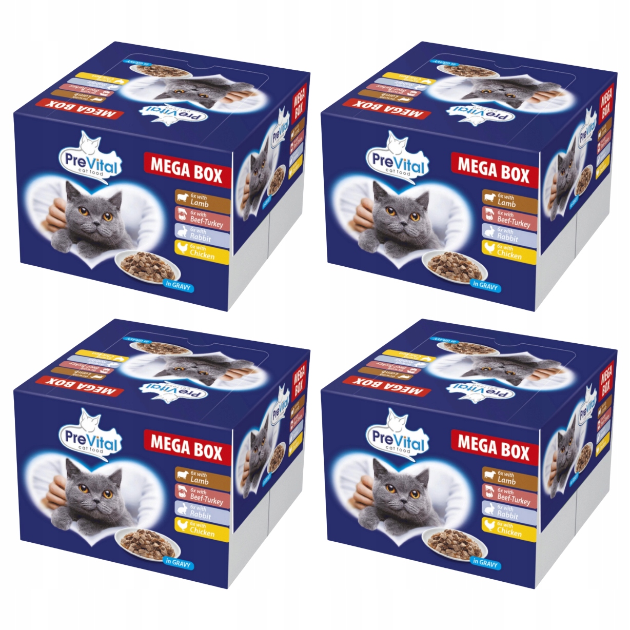 Prevital Mokra Karma Dla Kota MIX 4 Smaków Megabox 96X100G Saszetki W Sosie
