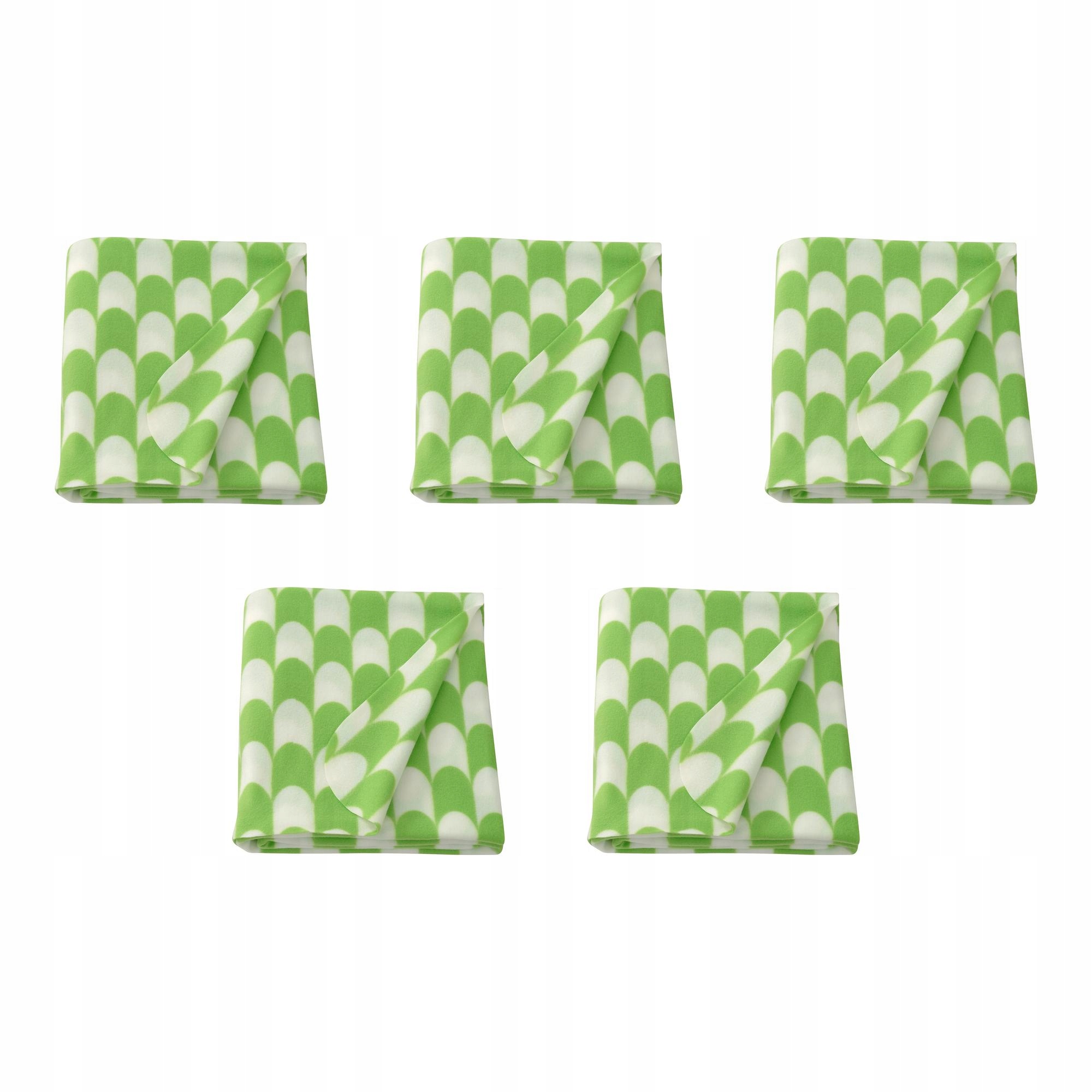 5 ks Pled Bruksvara zelený bílý 120 x 160 cm měkký a lehký