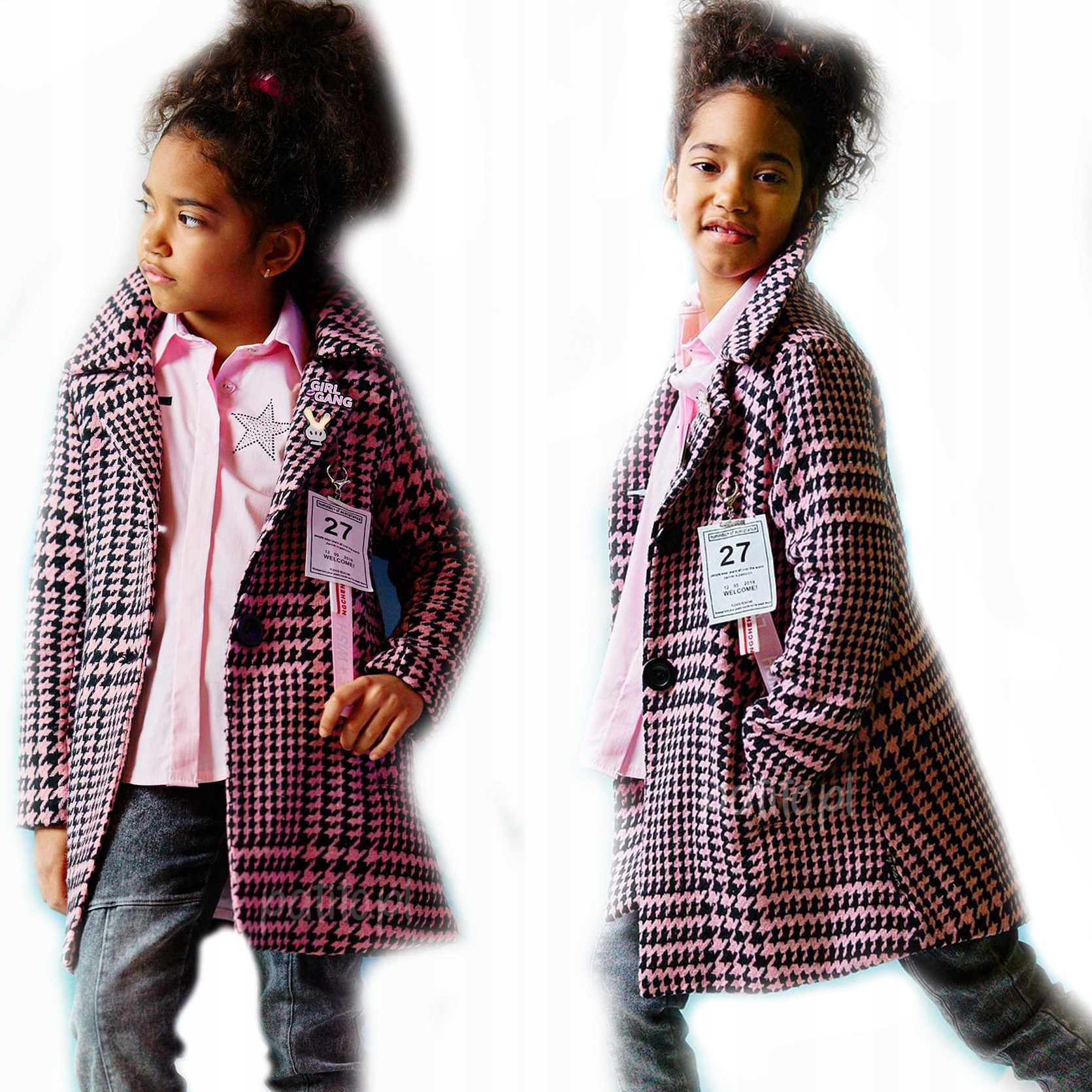 

MałaMi Płaszcz Płaszczyk Krata róż 134 140