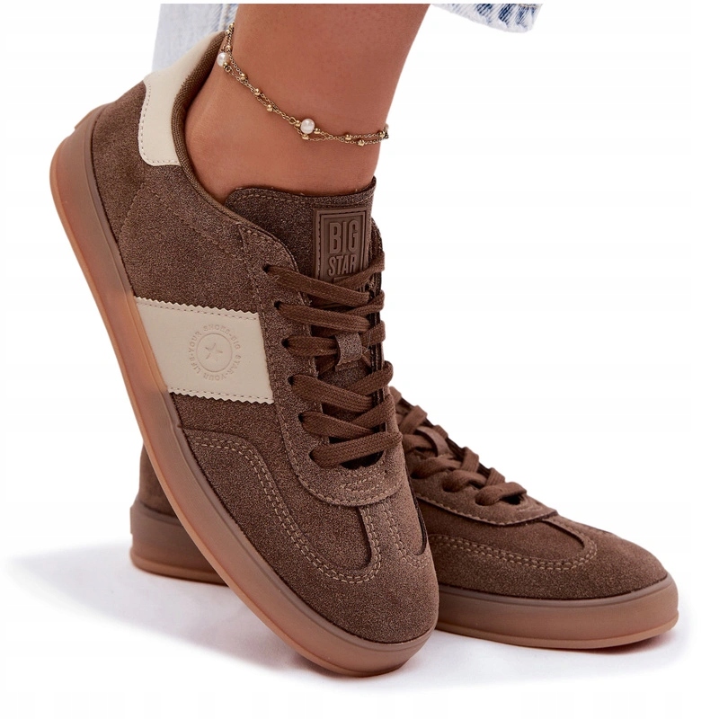 Sneakersy Big Star Damskie Eko Zamsz Niskie TT274116 Brązowe 40