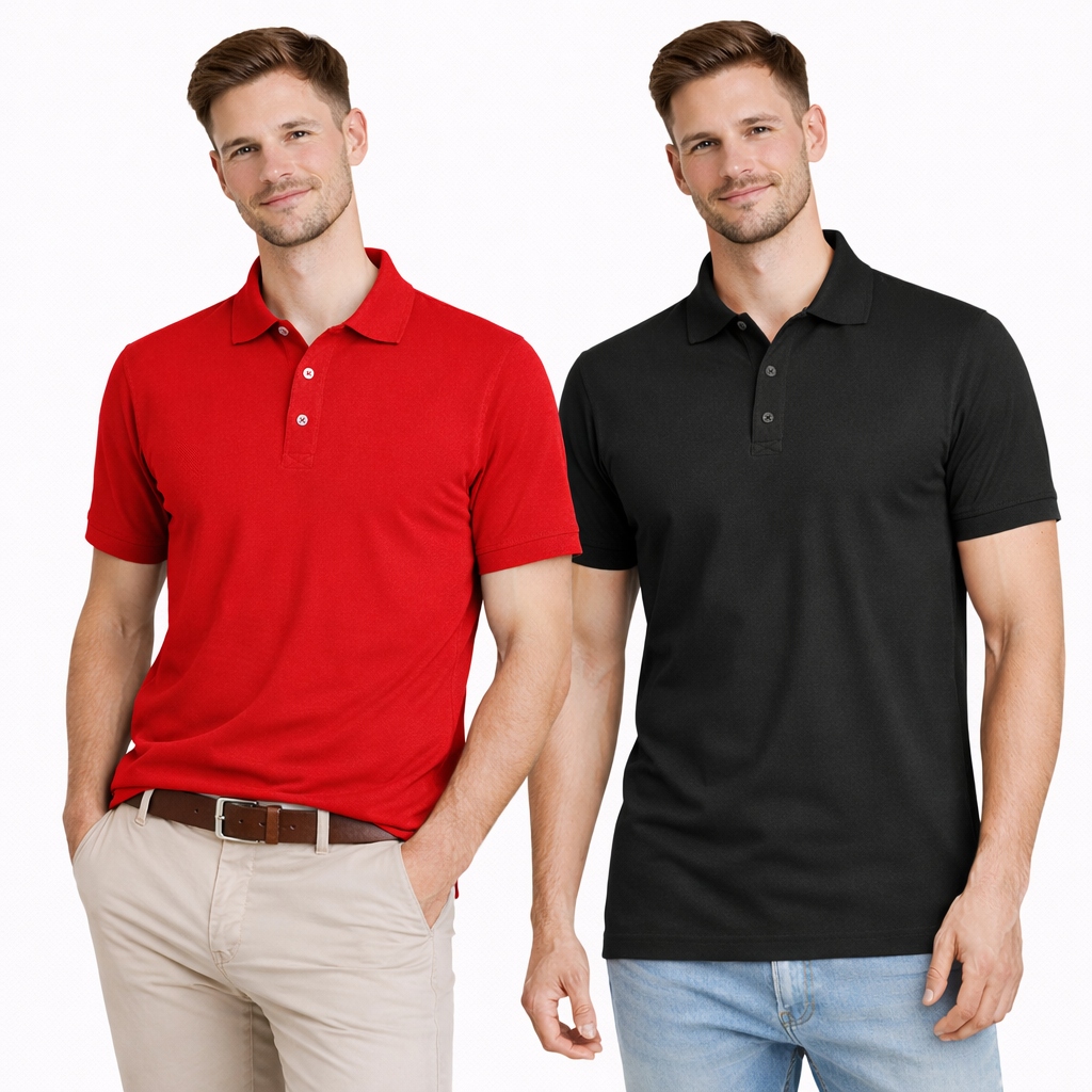 Sada pánská polokošile černá a červená bavlna 100% XL