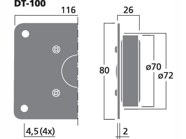 MONACOR DT-100 Kopułkowy głośnik wysokotonowy 60W Model DT-100