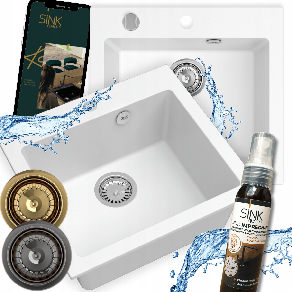 Drez Granitový Drez Biely Jednokomorový Ferrum 1K60 Sifón Automat