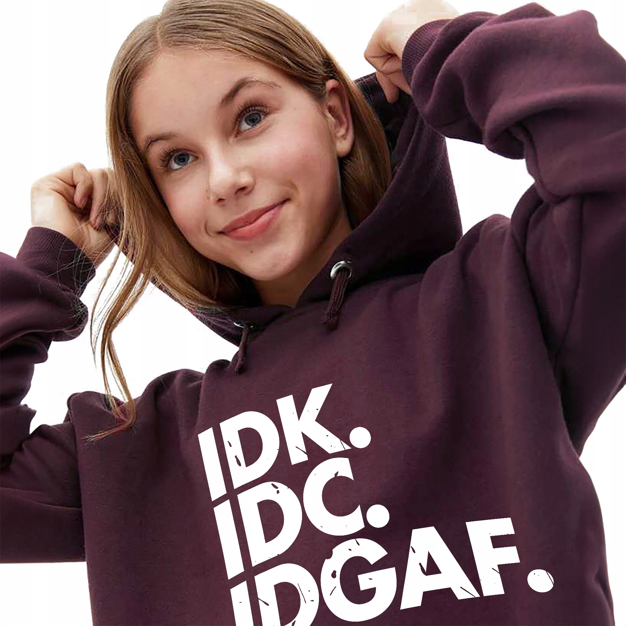 Bordó Mikina S Kapucí Idk. IDC. Idgaf. Stylové dámské vzory XL