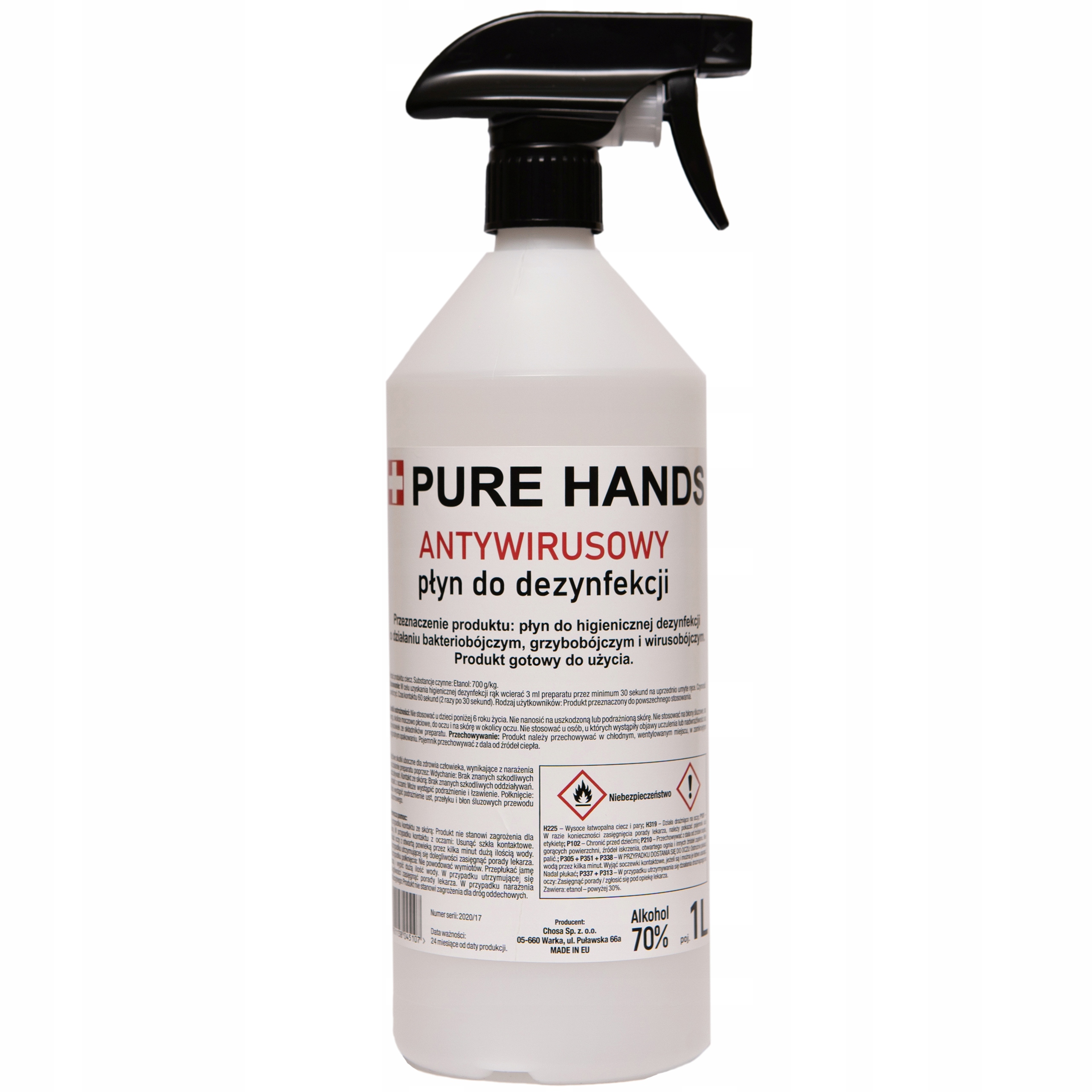 Жидкость для дезинфекции поверхности PURE HANDS 70% 1l