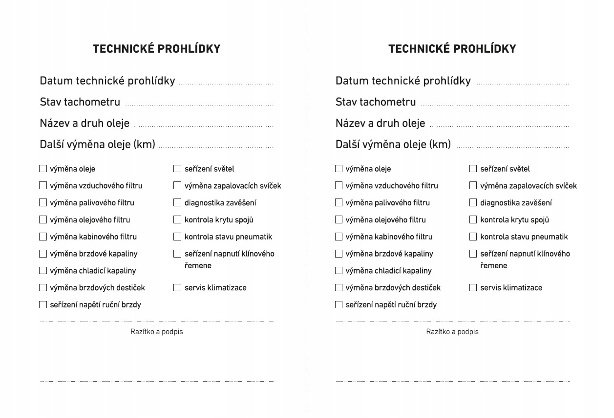 ŠKODA SERVISNÍ KNÍŽKA książka serwisowa SKODA czeska Marka Skoda