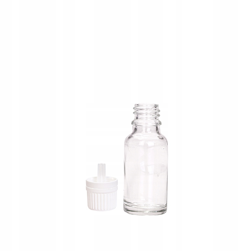 

Szklana butelka 15 ml z kroplomierzem białym