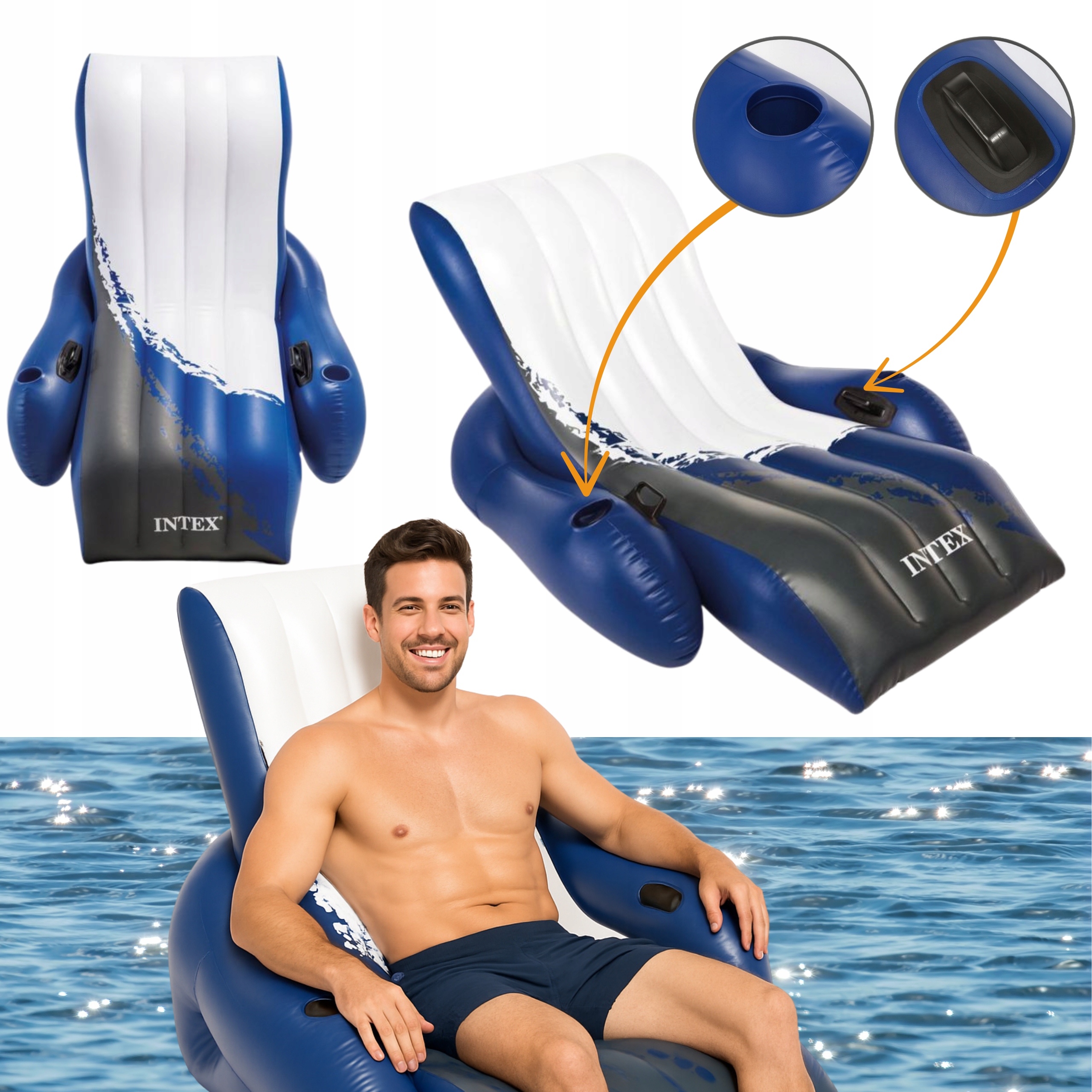 Matrace Vodní Křeslo Velká nafukovací houpací síť Lehátko pro plavání do bazénu