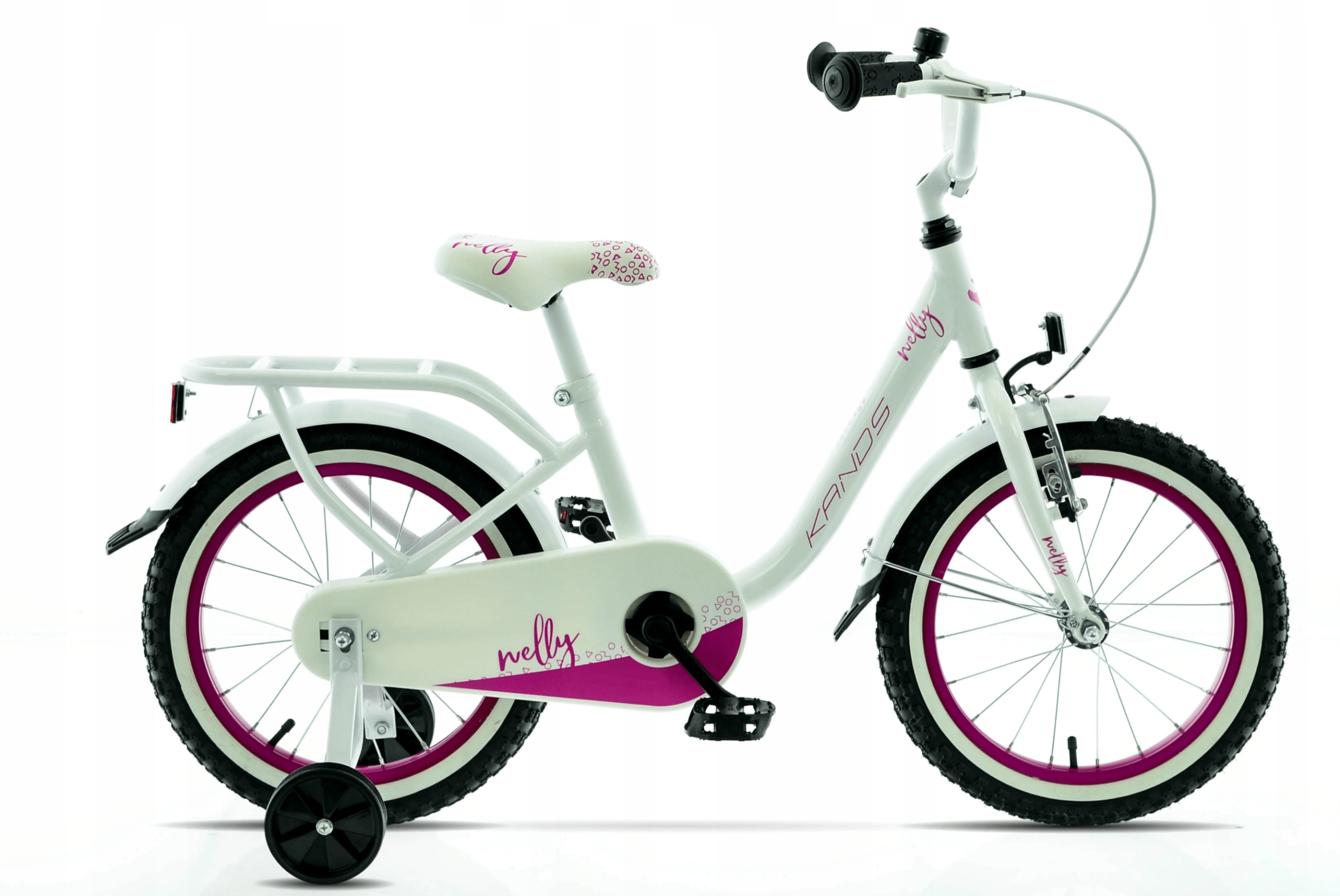 Rower 16 Kands Nelly Velo biało-różowy połysk