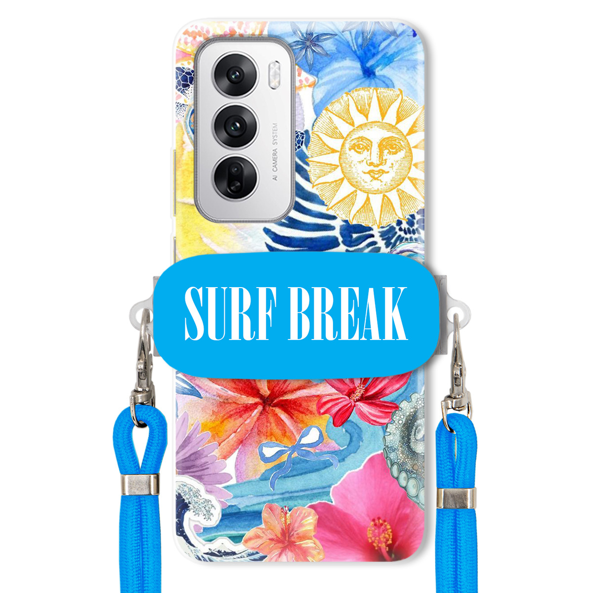 Pouzdro pro Oppo Reno 12 5G Crossbody vodítko modré držák Surf Break Lata