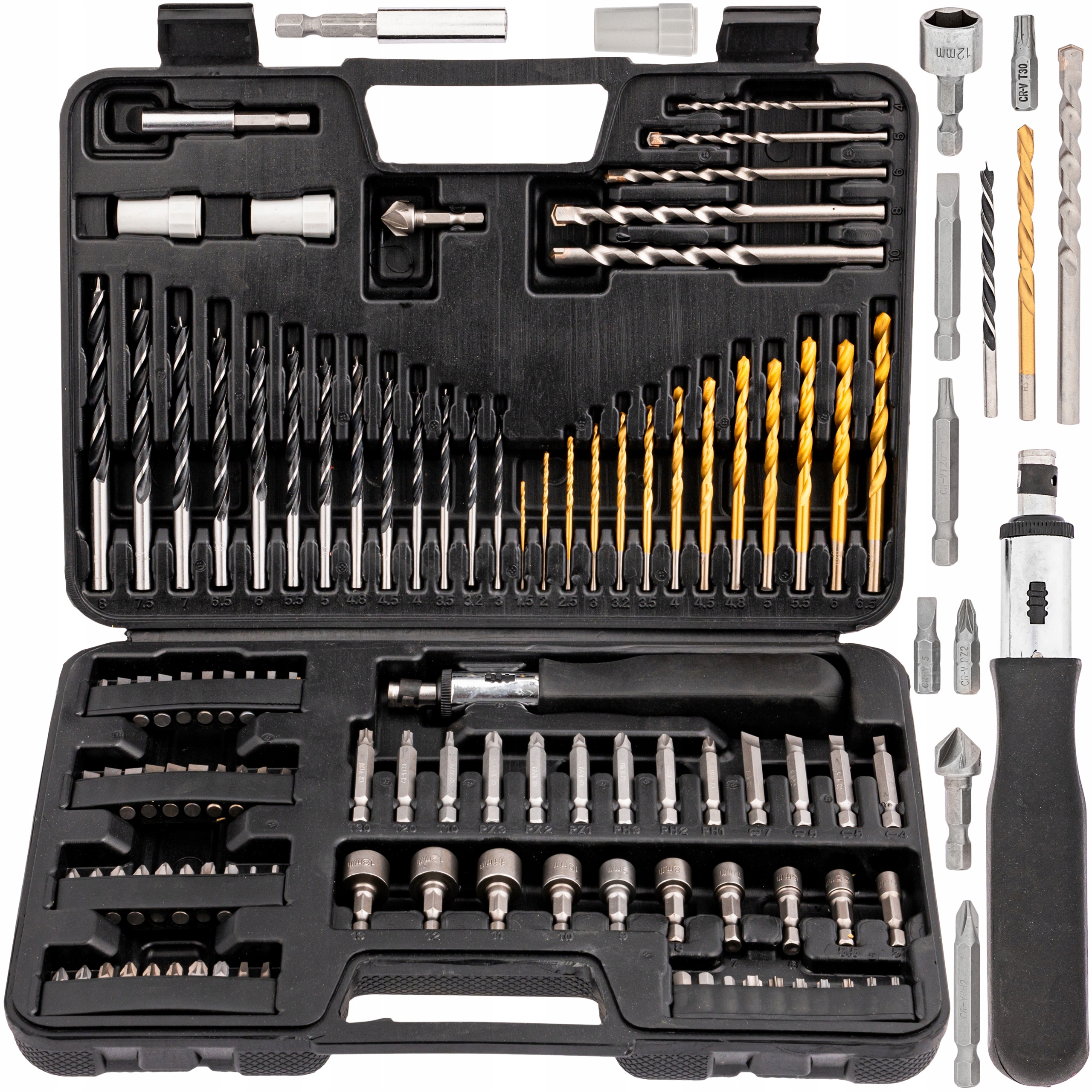 

Zestaw Komplet Wierteł Nasadek Bitów Wkrętaki 109