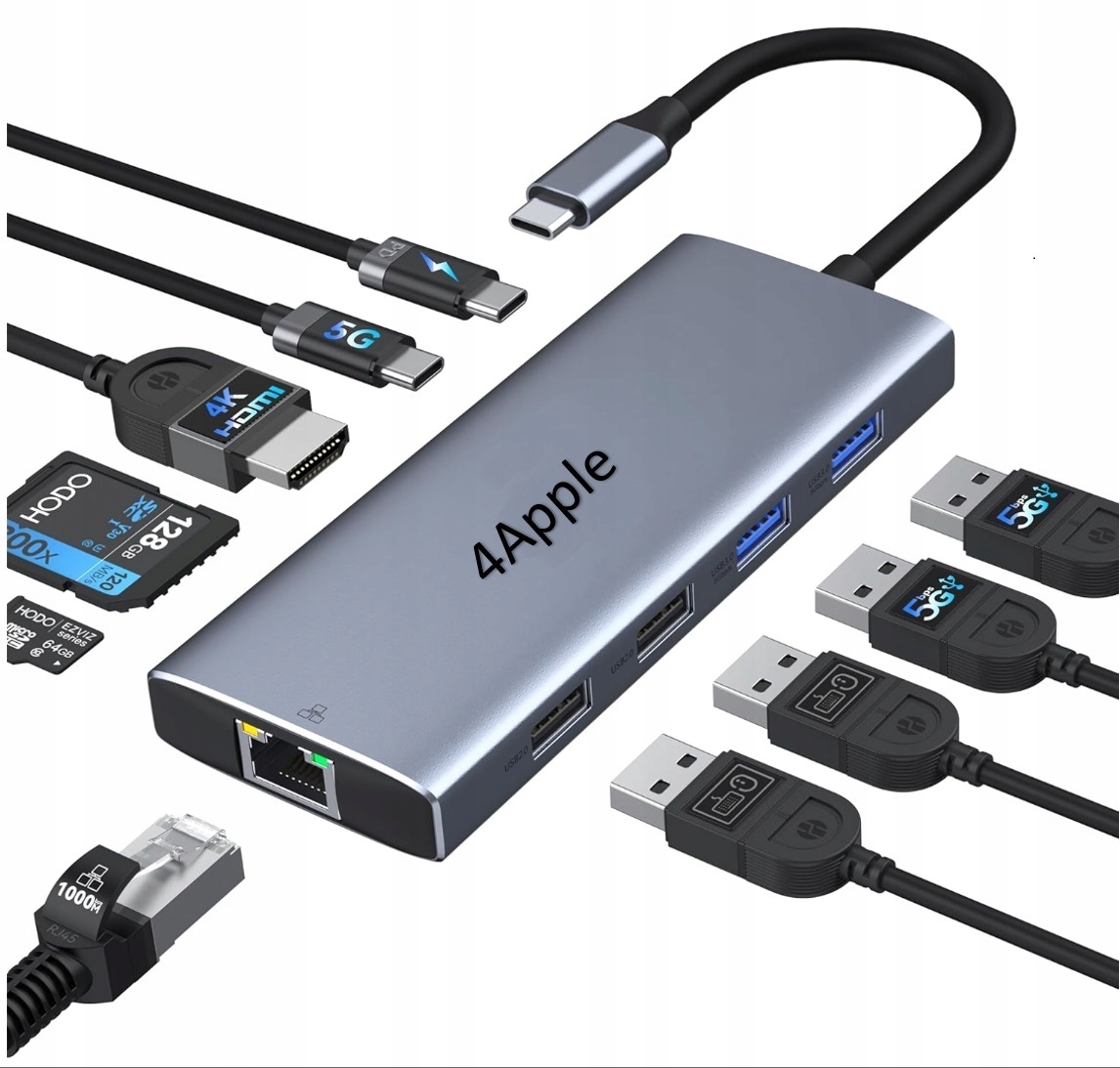 Usb-c Hub Adapter 10v1 Hdmi 8K 4K Lan 5x Usb Sd/tf Macbook M4 M3 M2 M1 iPad