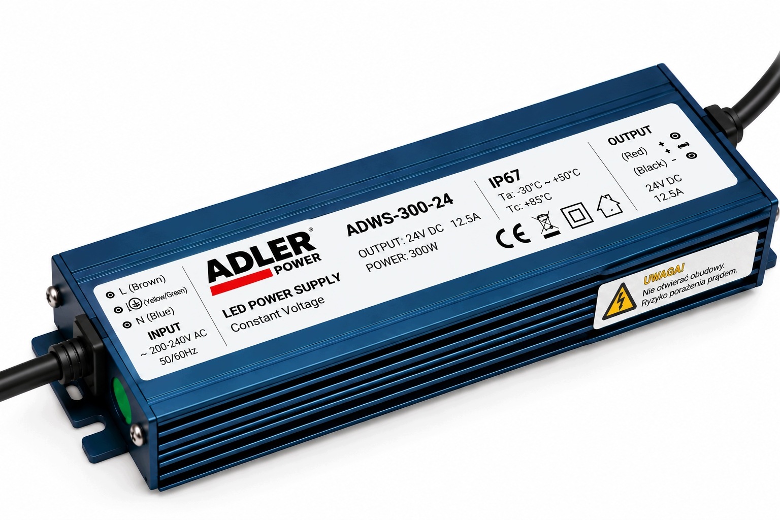 Vodotěsný Led napájecí zdroj ADWS-300-24 – 24 V 300 W 12,5 A IP67