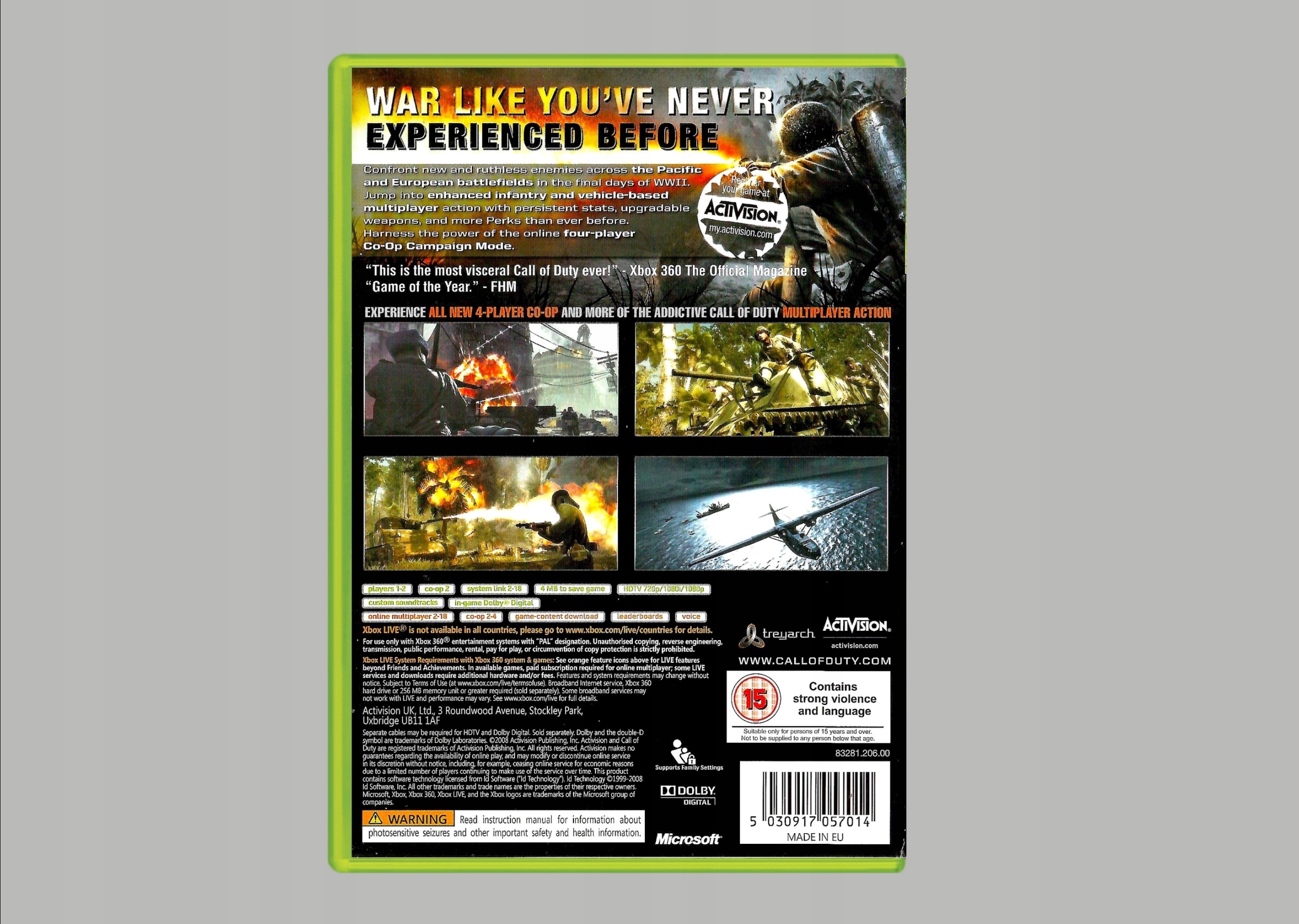 gra akcji XBOX 360 COD CALL OF DUTY WORLD AT WAR cały ŚWIAT w OGNIU WOJNY Tematyka gry akcji