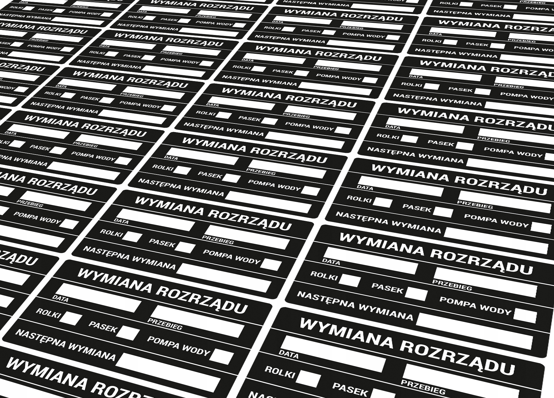 NAKLEJKI SERWISOWE 90szt WYMIANA ROZRZĄDU 9 x 6 cm Producent Inny