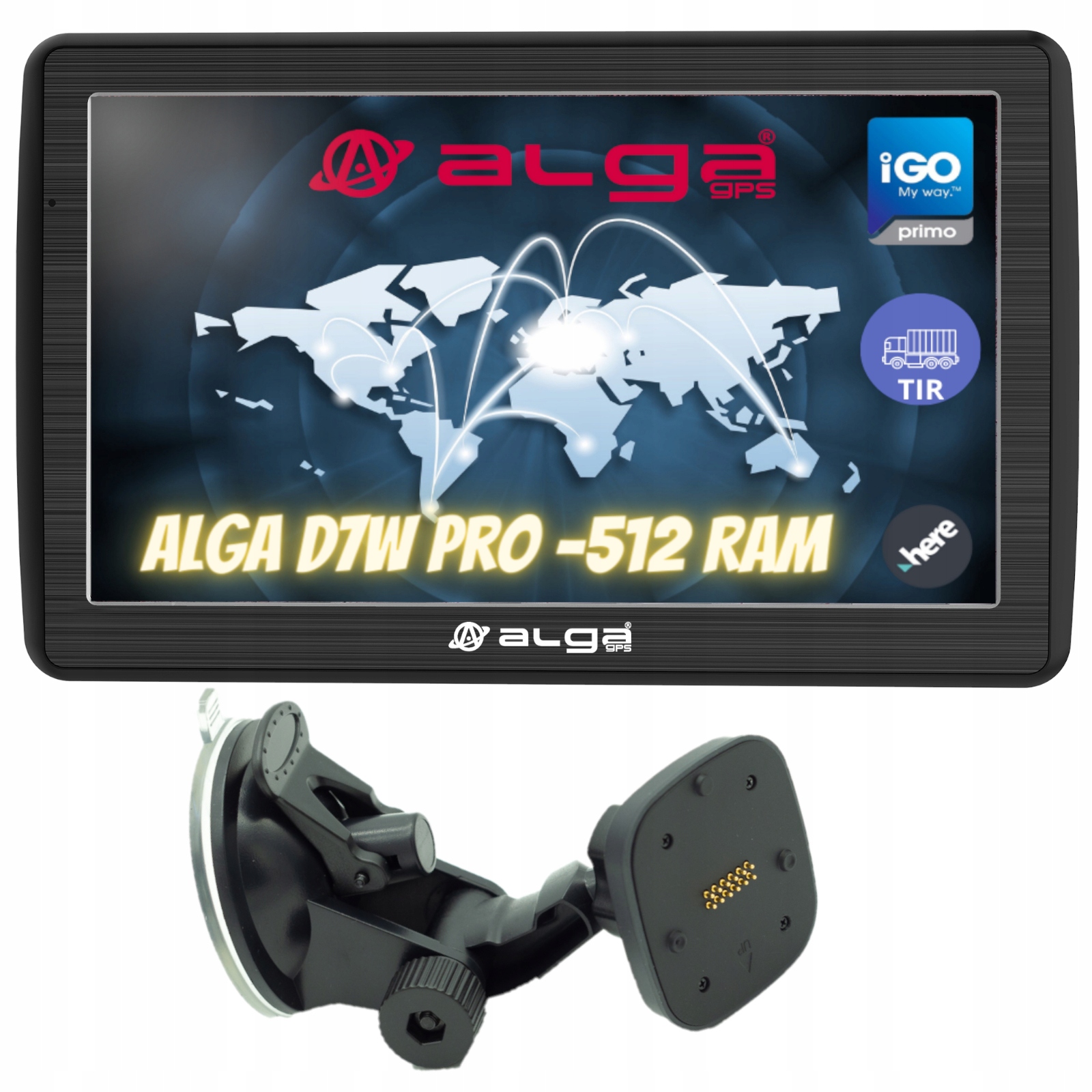 ALGA D7W PRO-512 RAM. iGO Primo TIR, Nawigacja GPS