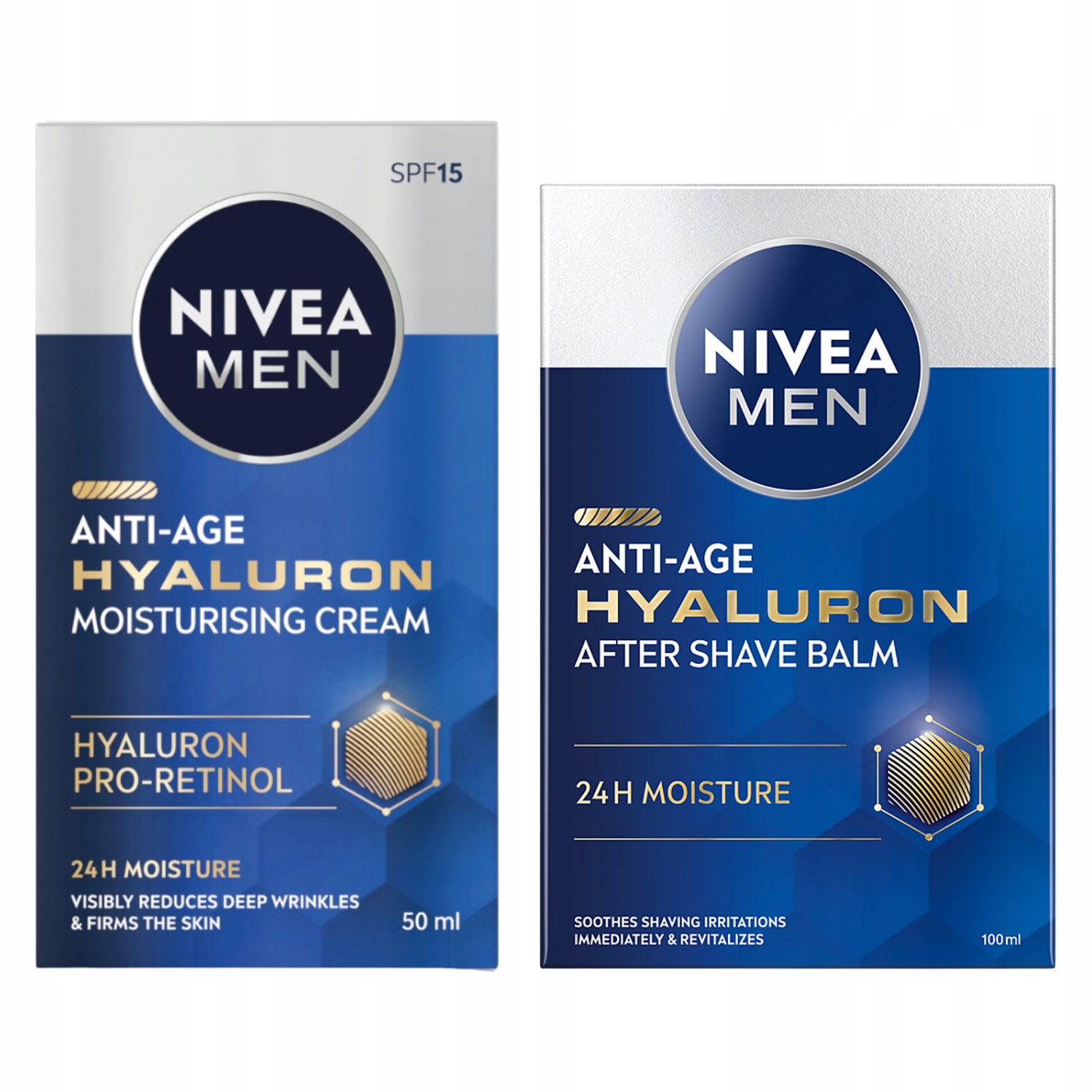 Nivea Men Anti Age Hyaluron Męski krem 50ml Balsam po goleniu 100ml