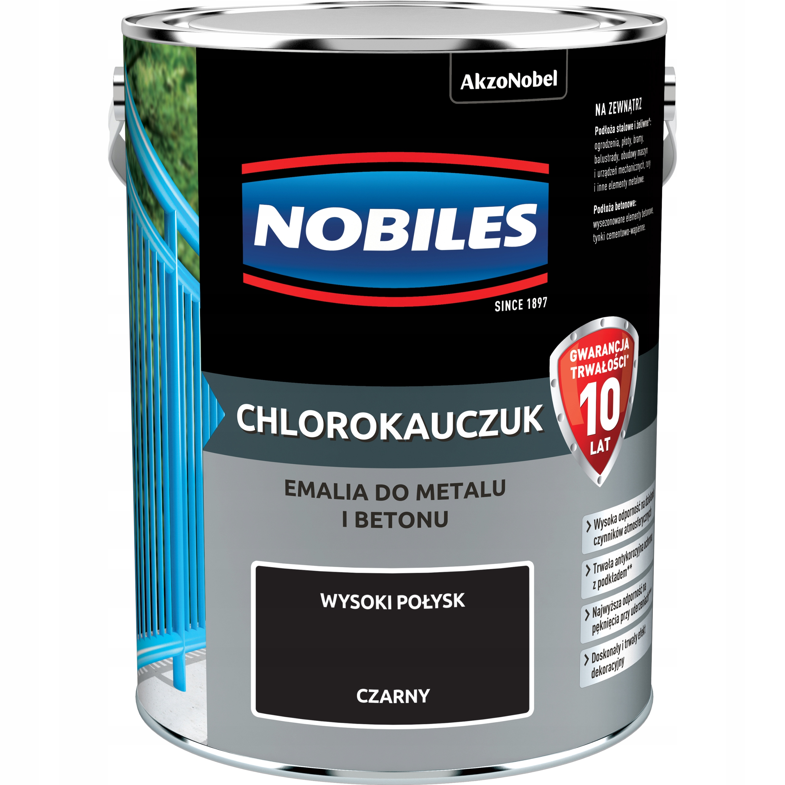 Nobiles Emalia do betonu i metalu Chlorokauczuk Czarny 5L