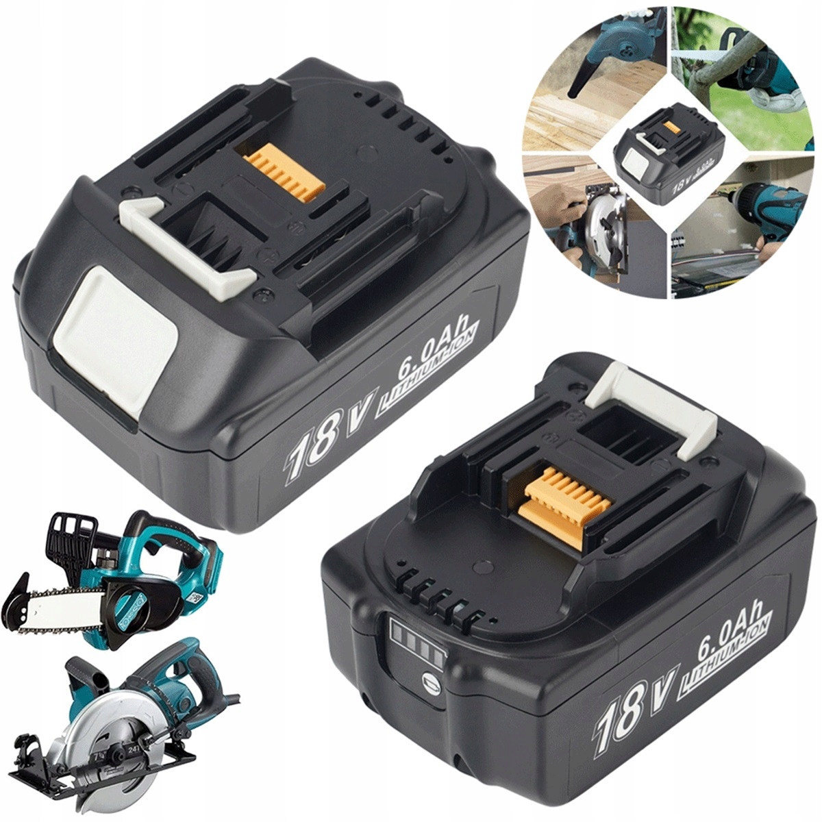 18V 6000MAH Baterie S Indikátorem Stavu Nabití, Lithiové Baterie