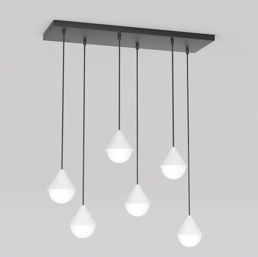 Závesná lampa Giro 6 Led čierno-biela, krúžok G9, 140 x 70 cm