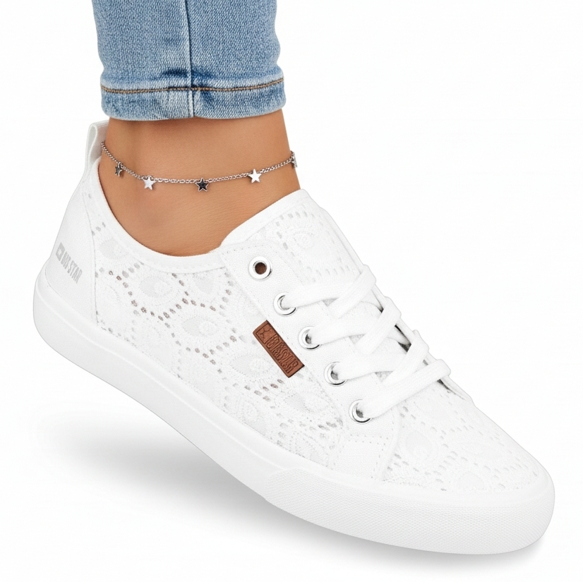 Trampki damskie Koronkowe buty Big Star z koronki W274925 białe 39