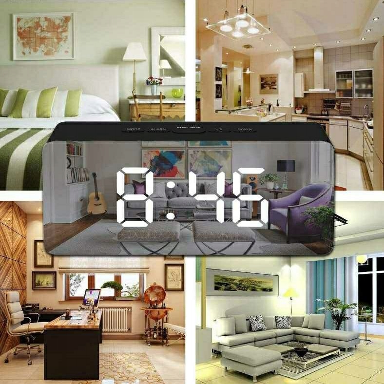 ZEGAREK LED ELEKTRONICZNY ZEGAR CYFROWY LUSTRO BUDZIK TERMOMETR NOWOCZESNY Marka bez marki