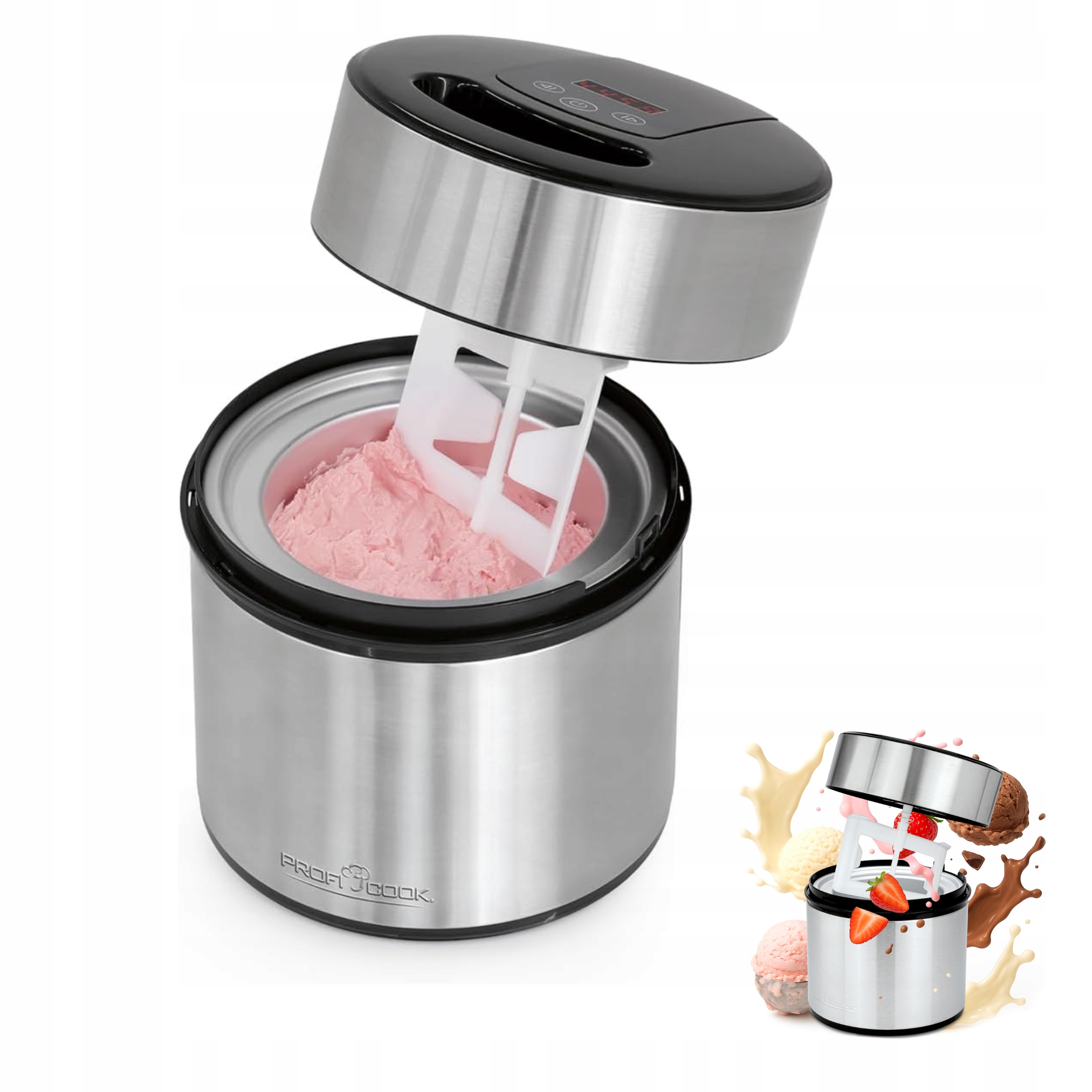 Stroj na zmrzlinu ProfiCook 1,8L Sorbet Mrazený Frozen Yogurt Oceľ Inox New
