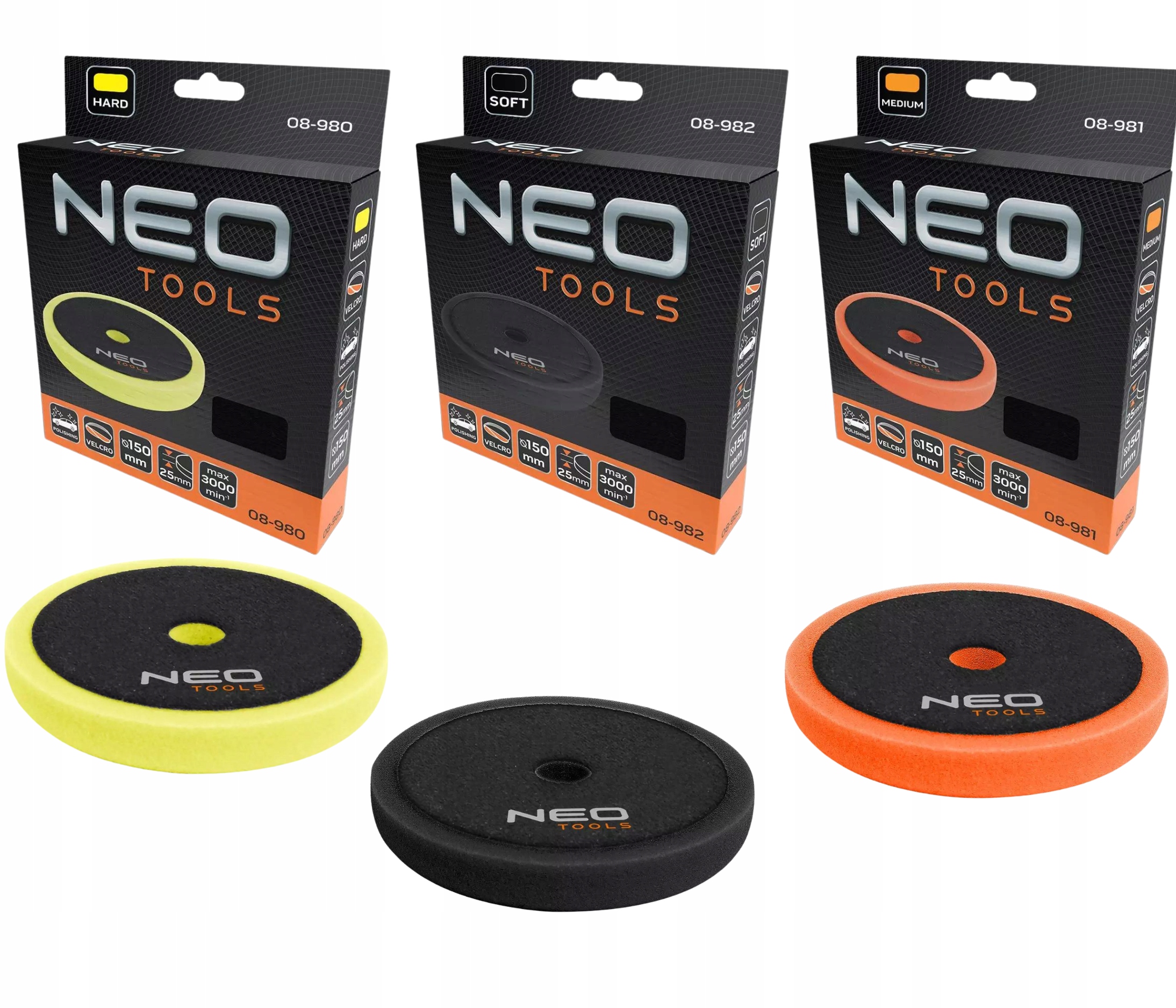 Polerka Samochodowa 900W Regulacji Obrotów 150mm + 3x Pady Polerskie Zestaw Moc 900 W