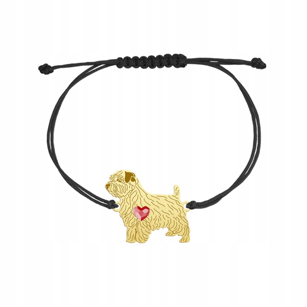 Zlatý náramek s psem Norfolk Terrier 925 Šňůrka Dárek Gravírování