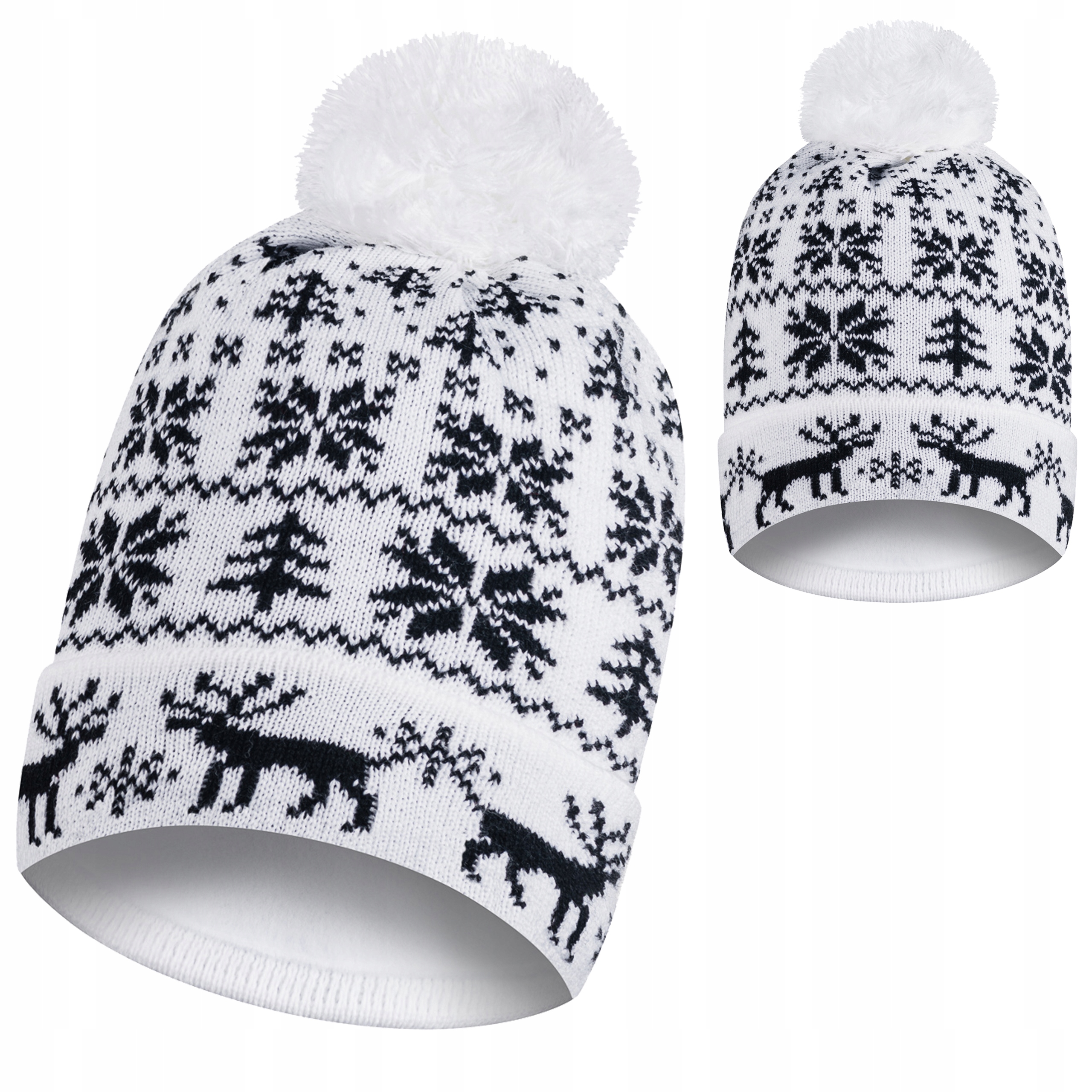 

Czapka zimowa biała z pomponem polar termoaktywny