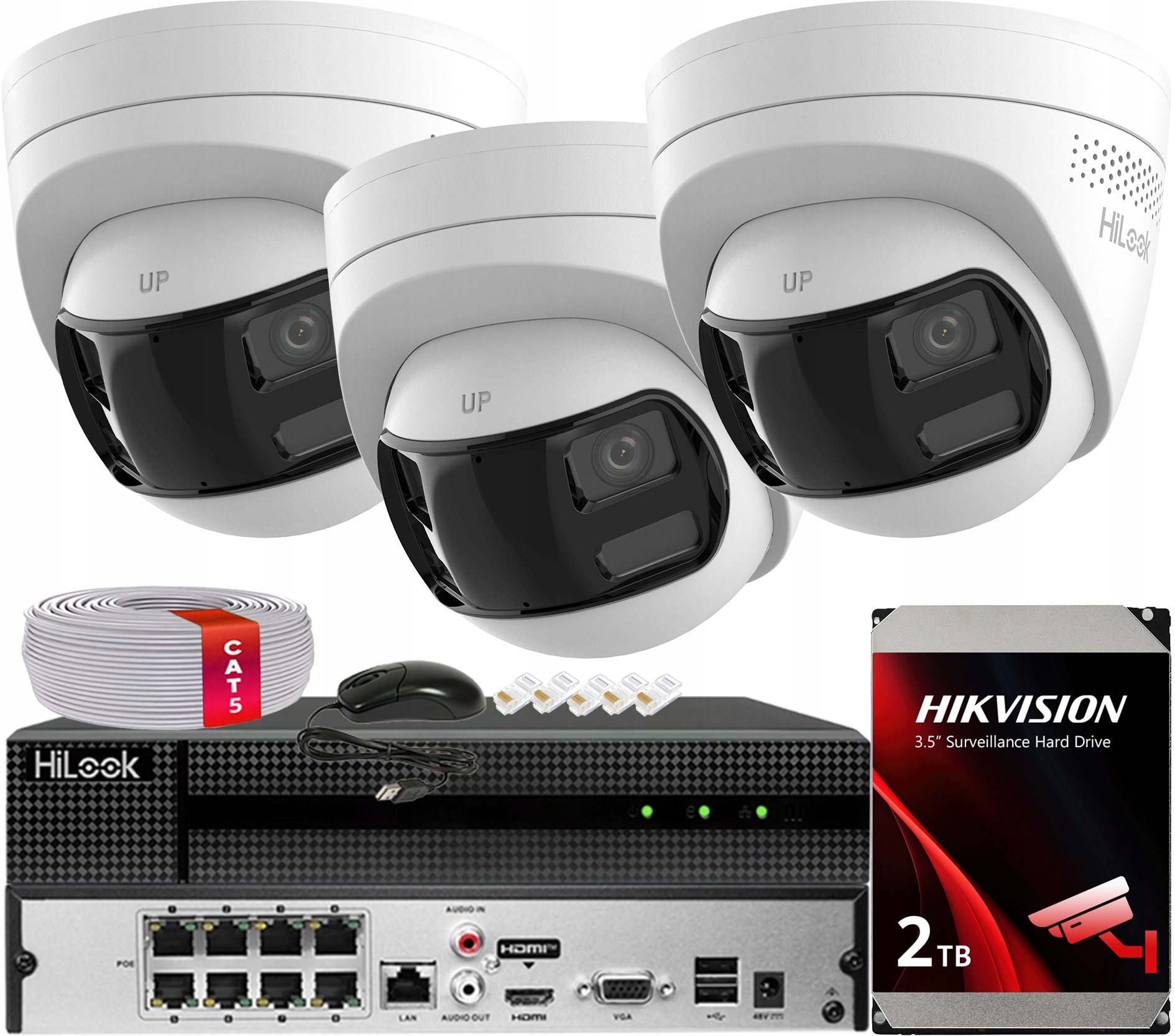 Sada pro monitorování 180° 3x Ip kamera Panorama 8Mpx HiLook od společnosti Hikvision