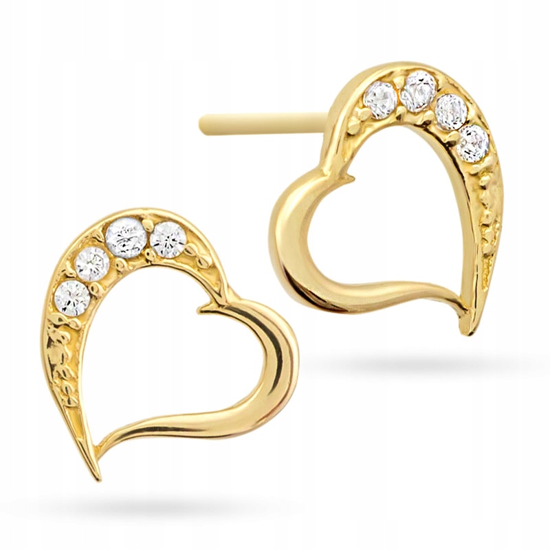 Złote Kolczyki z Cyrkoniami Celebrytka serce 333