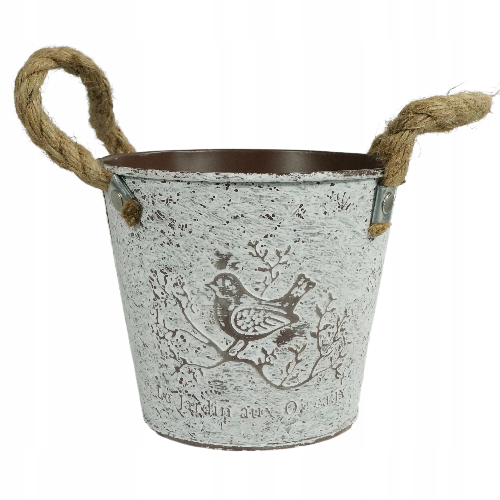 

Rustykalna metalowa osłonka doniczka +uchwyty 14cm