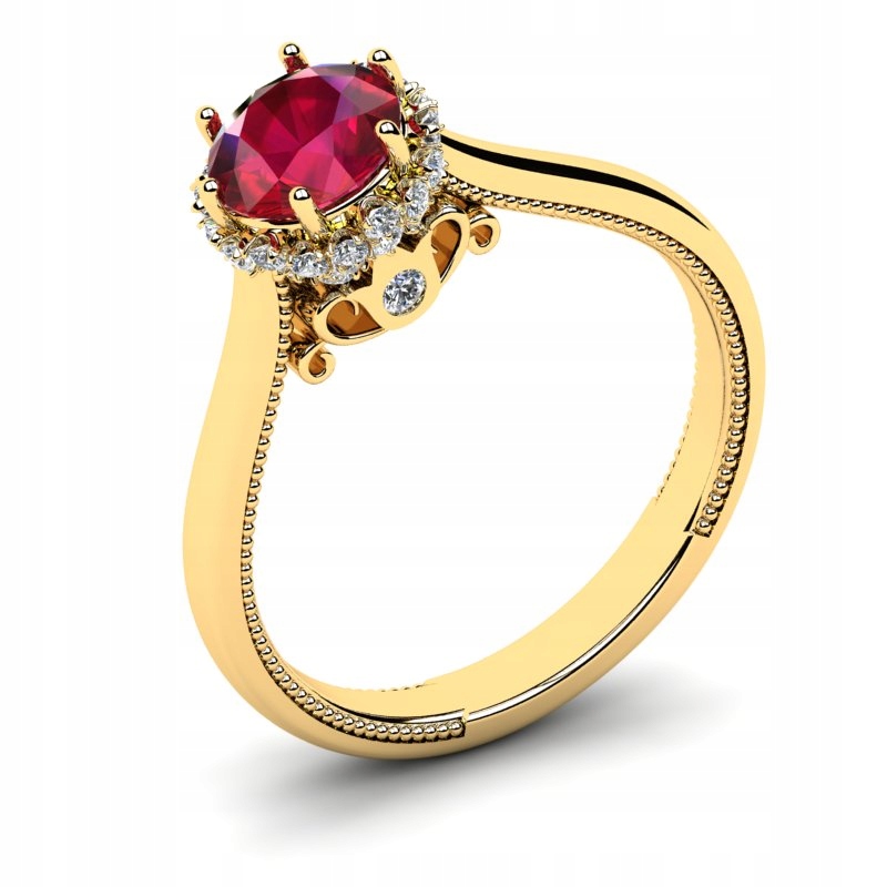 

Pierścionek Złoty Królewski Z Czerwoną Cyrkonią