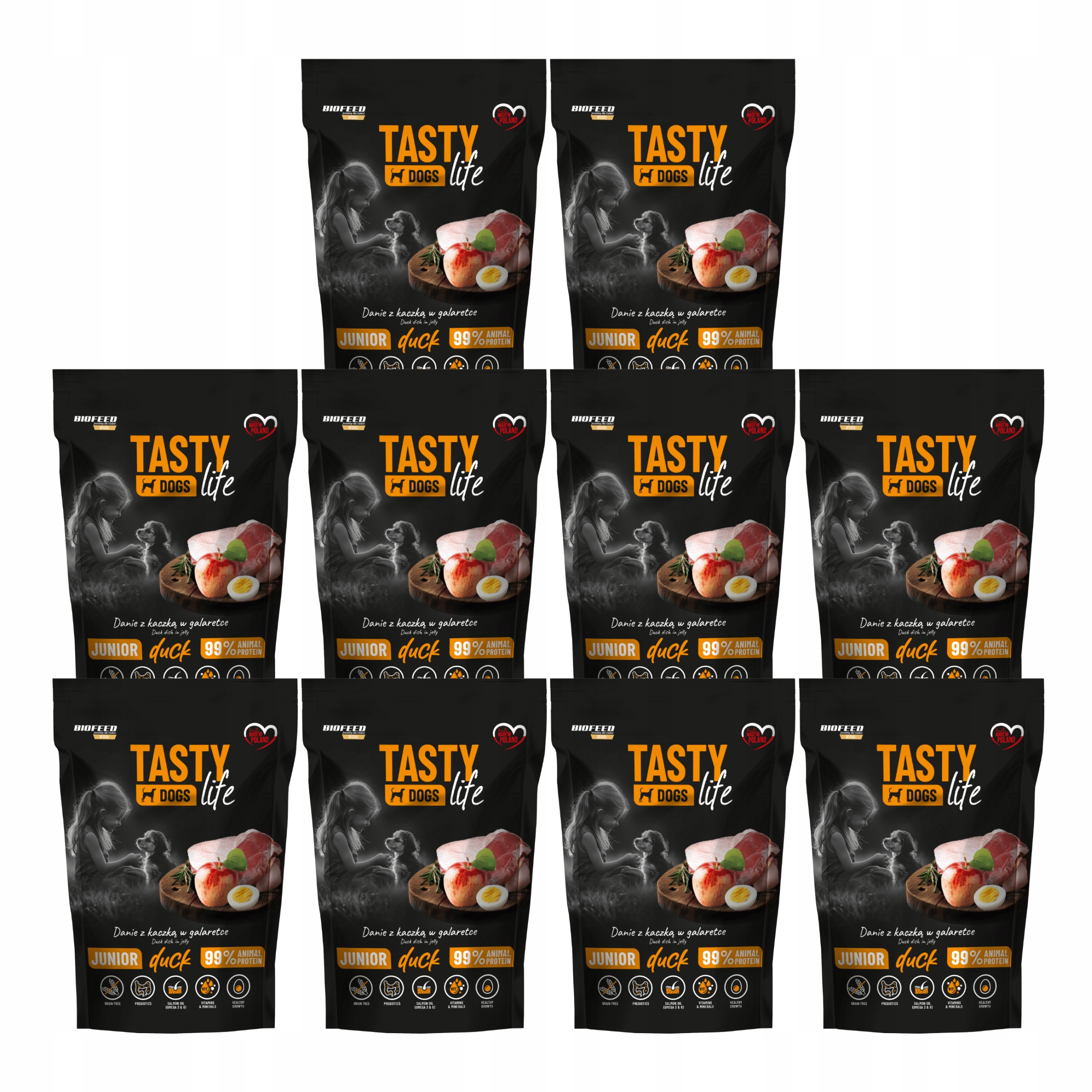 Levně Krmivo mokré pro štěňata Biofeed Tasty Life Junior Kachna 10 x 500 g