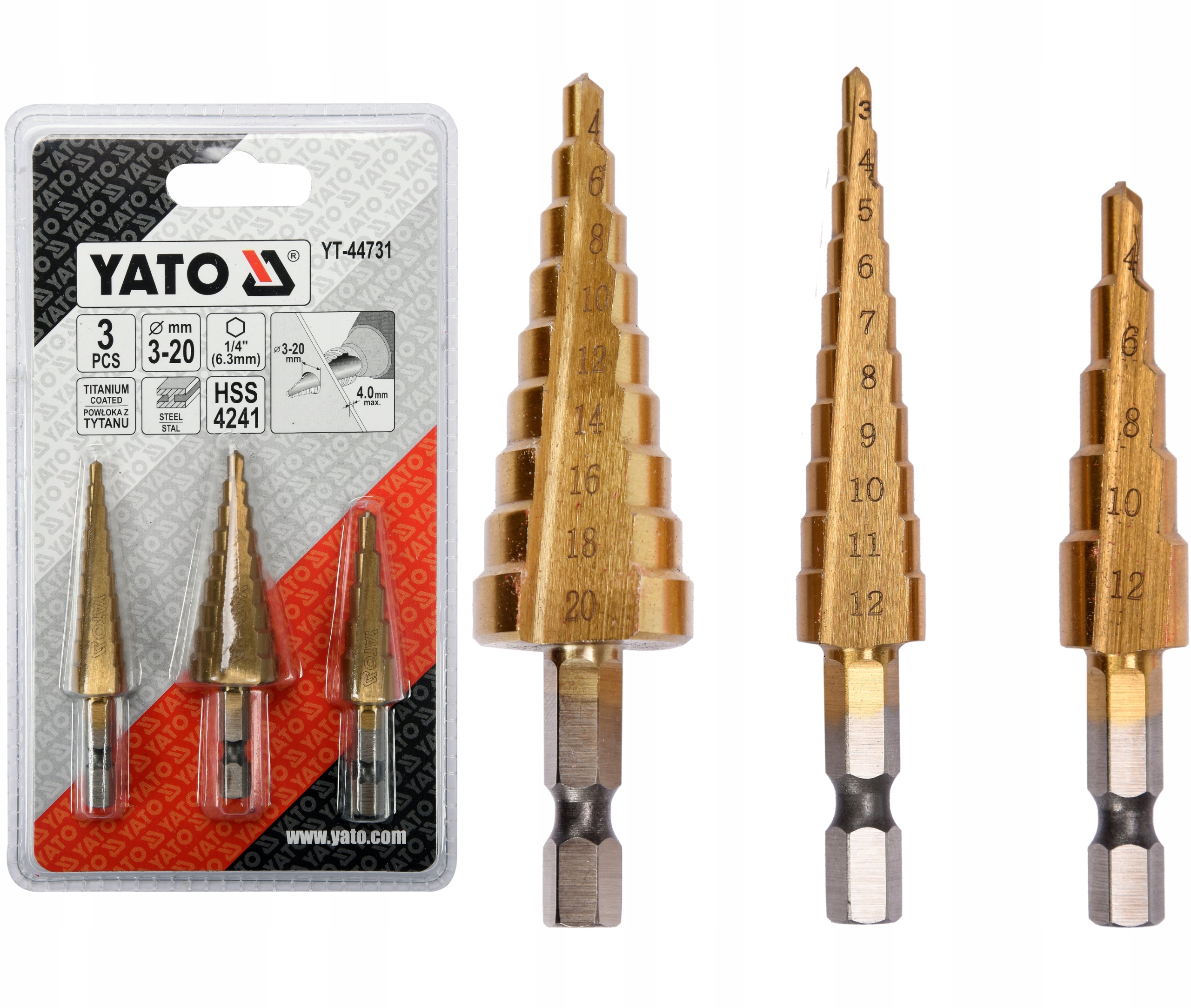 

Wiertła Stopniowe Stożkowe Do Metalu Zestaw 3-20mm