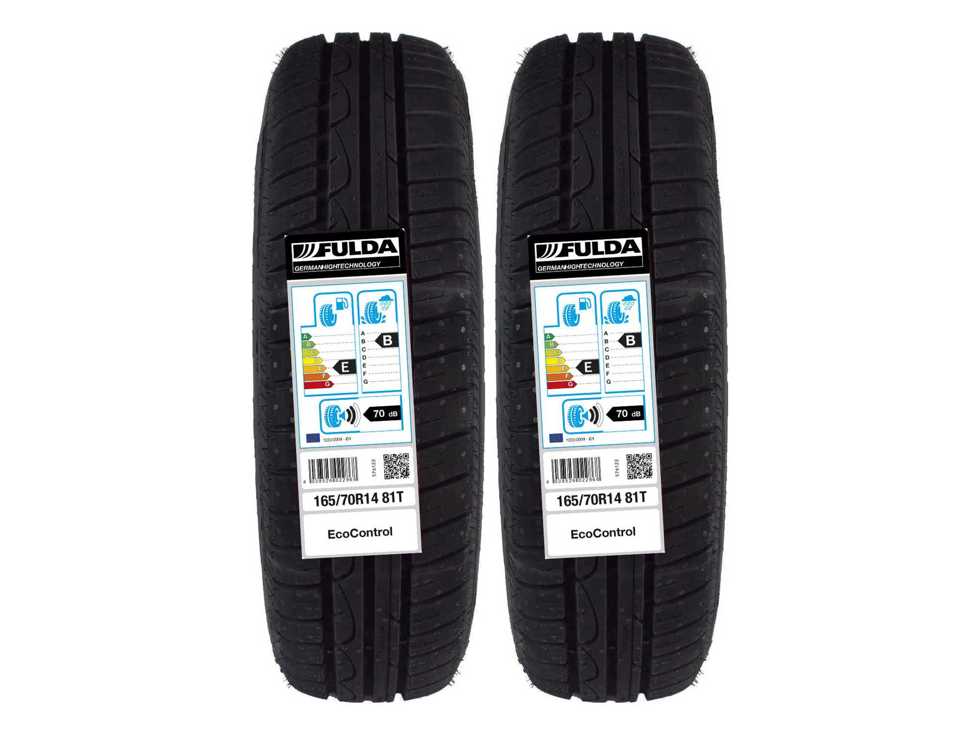 2 летние шины 165 / 70R14 Fulda Ecocontrol