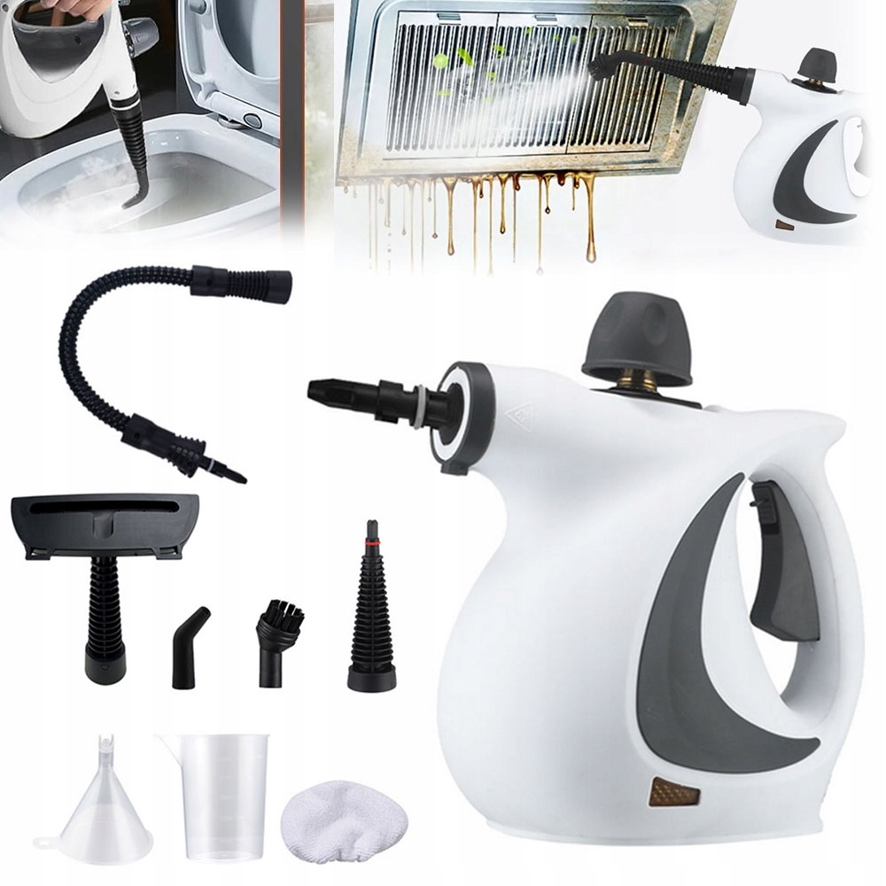 Myjka Parowa, 1050W Parownica Ciśnieniowy Czyścik 350ml, Z 9 Akcesoriami