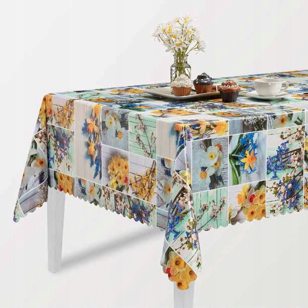 CERATA GRUBA OBRUS Z CERATY NA WŁÓKNINIE ŻONKILE KOLOROWE KWIATY 100x140