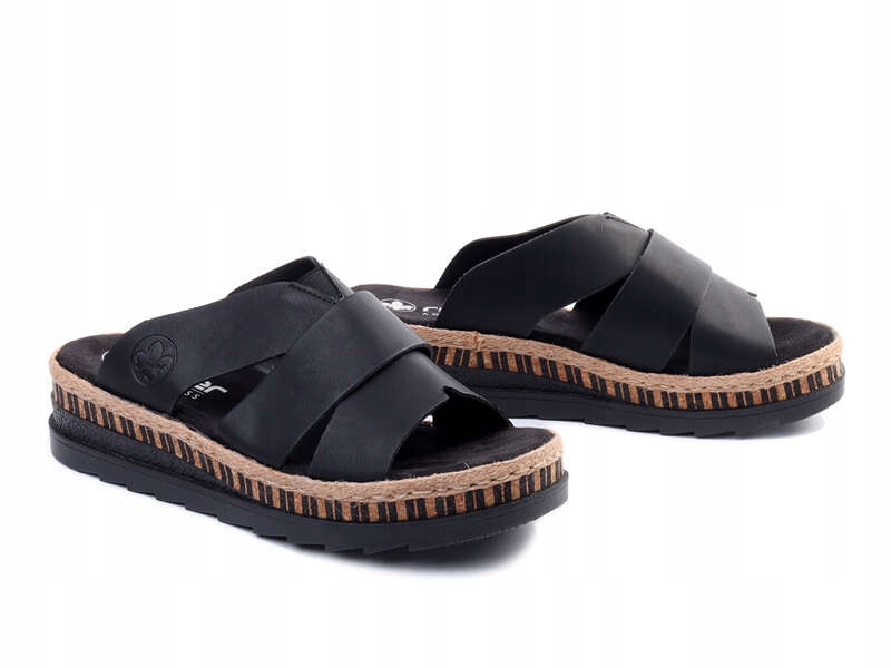 Klapki Damskie na platformie Rieker V7989-00 r.40