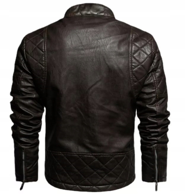 MD pánska kožená prešívaná bunda XL | hnedá Dĺžka k bokom