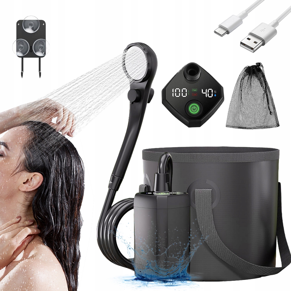 Kempingová Sprcha Cestovní Sprcha 20L 6000MAH LCD 3 Režimy Vysoká Kvalita