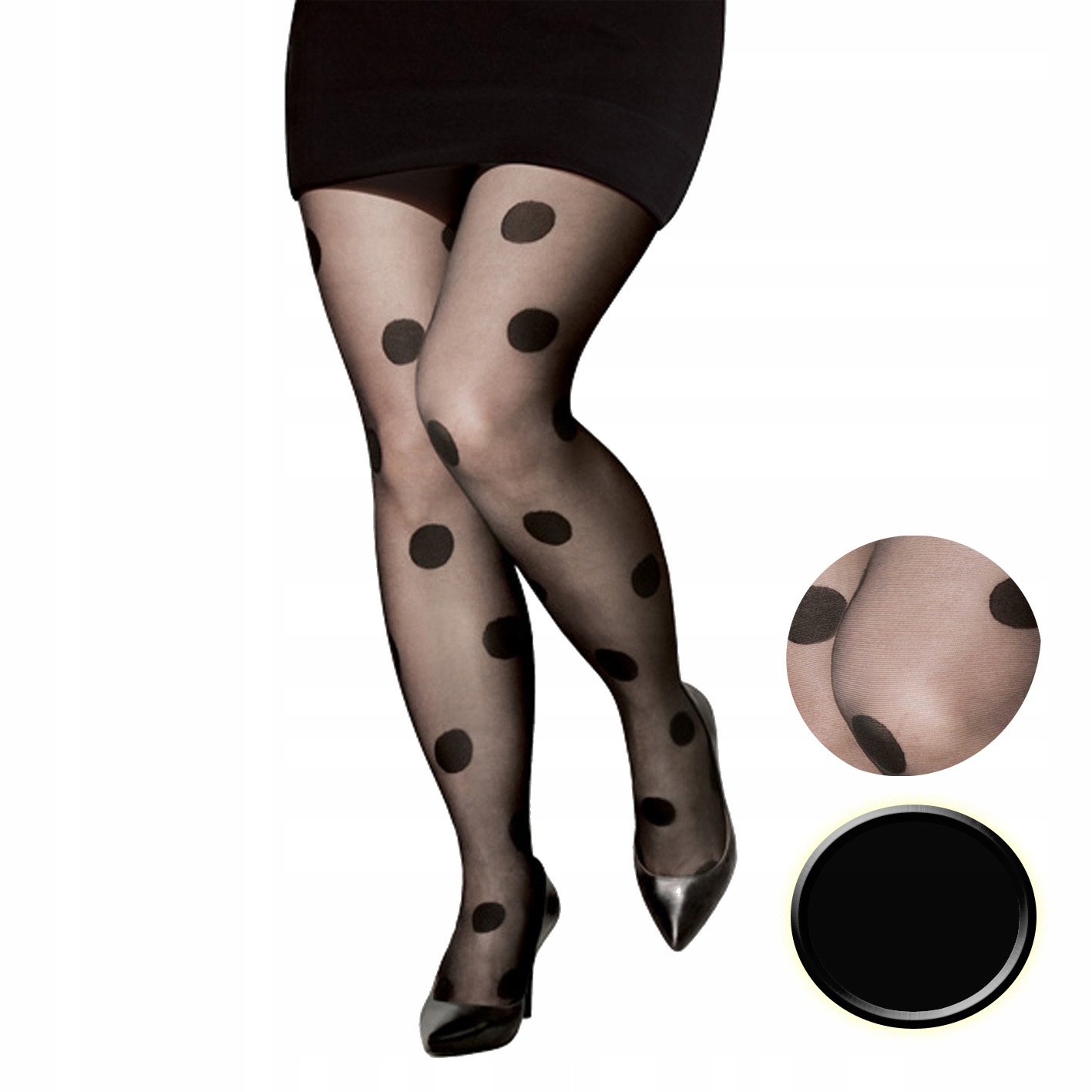 

Rajstopy w kropki Plus Size Cornelia 7-8 Nero