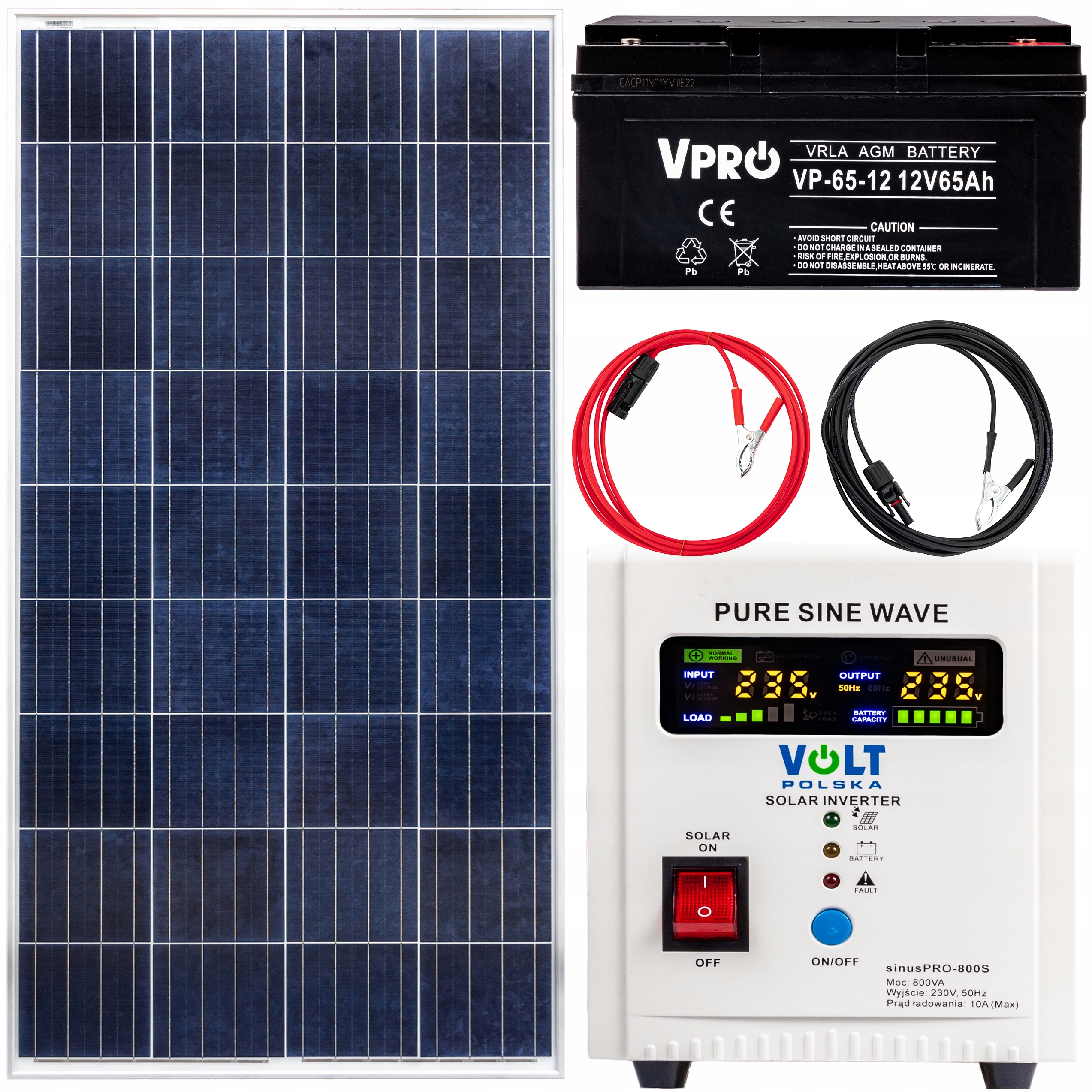 ZESTAW INWERTER PANEL SOLARNY SŁONECZNY BATERIA 65