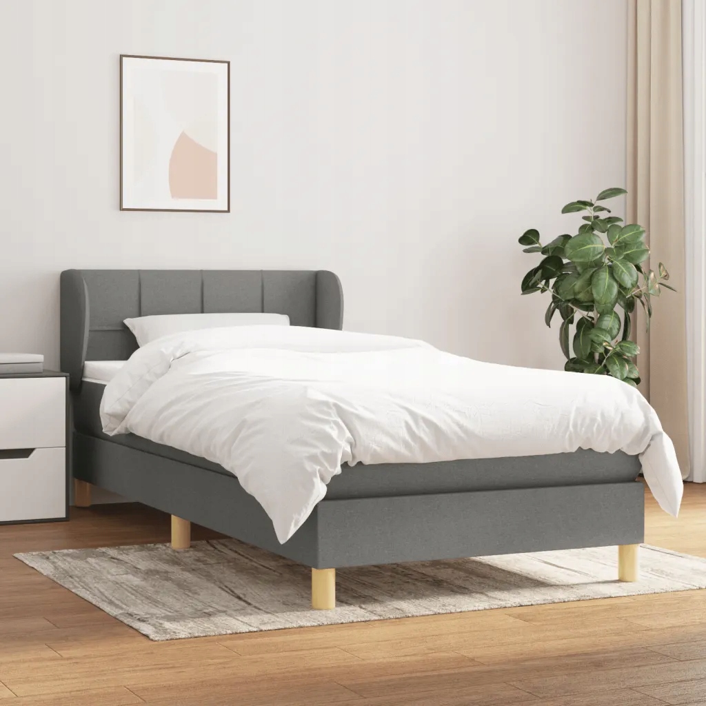 Box spring postel s matrací tmavě šedá 90x190 cm textil Šedá 3126766