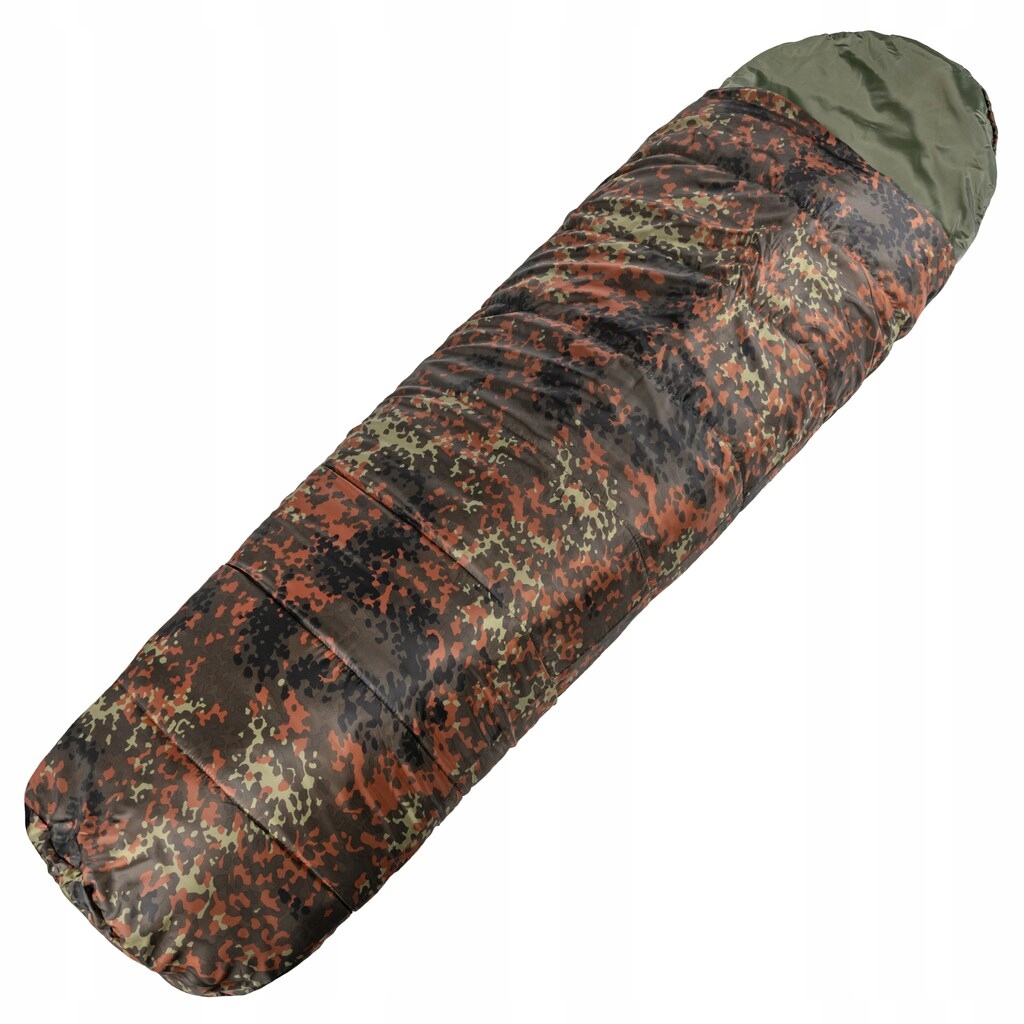 Vojenský turistický teplý spací pytel maskáčový Mil-Tec Commando Flecktarn 225 cm