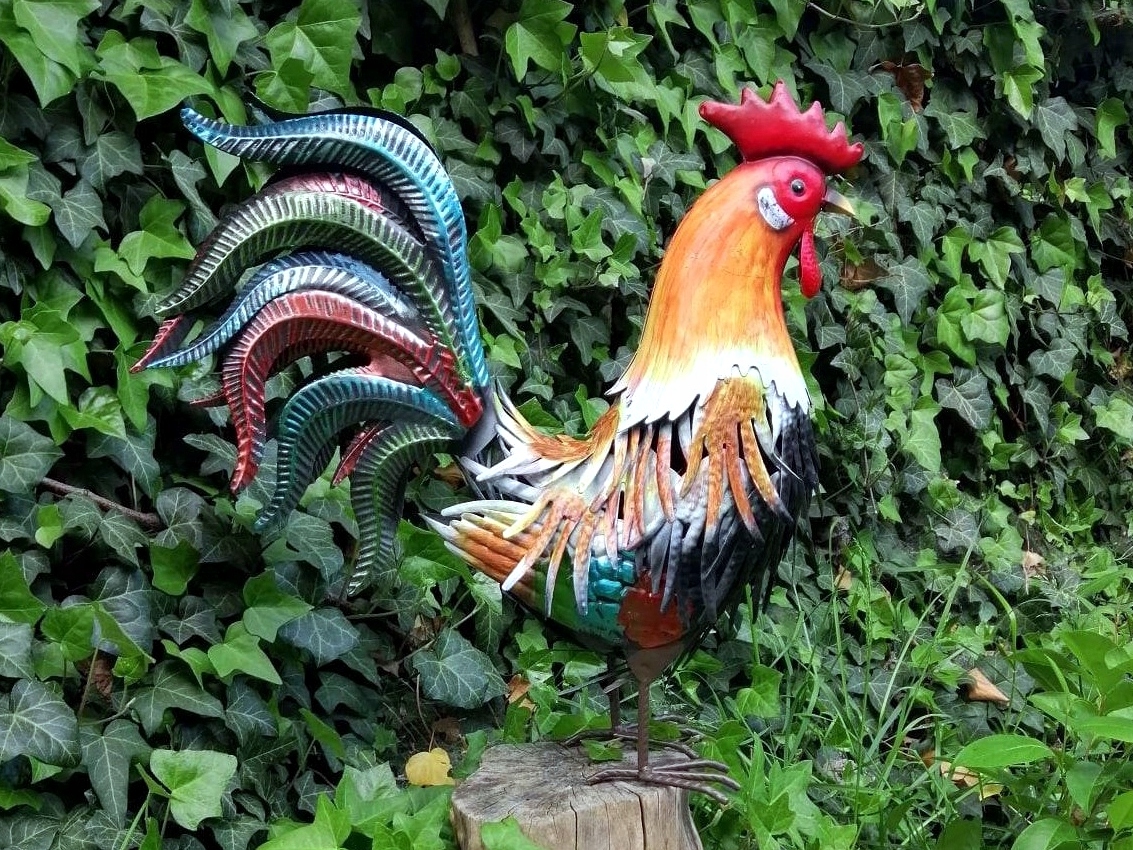 OZDOBNA Metalowa kolorowa figurka ogrodowa KOGUT - 38 x 13,5 x 40,5 cm Kod producenta D-6603