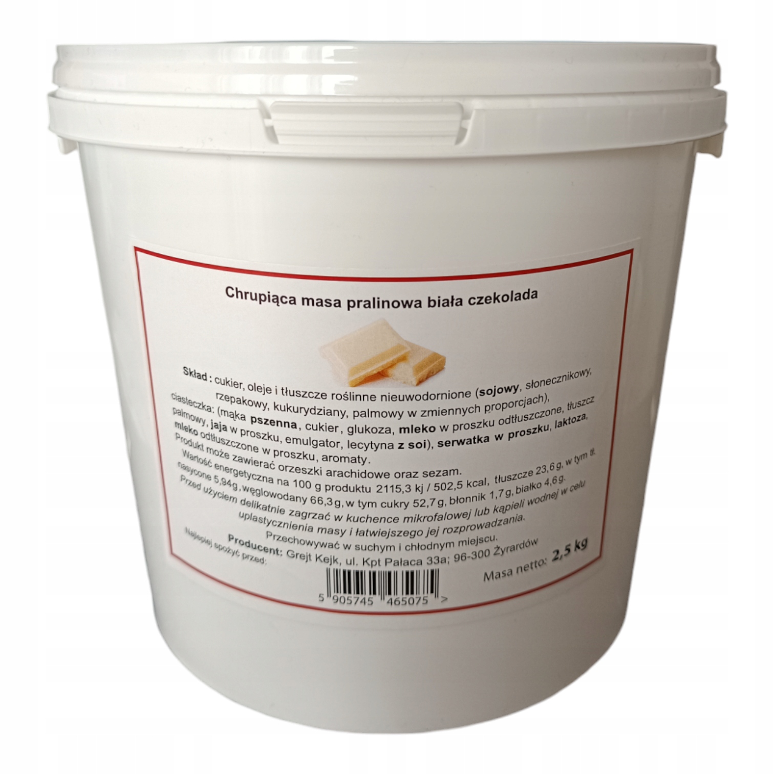 masa do tortu pralina 2,5kg biała czekolada