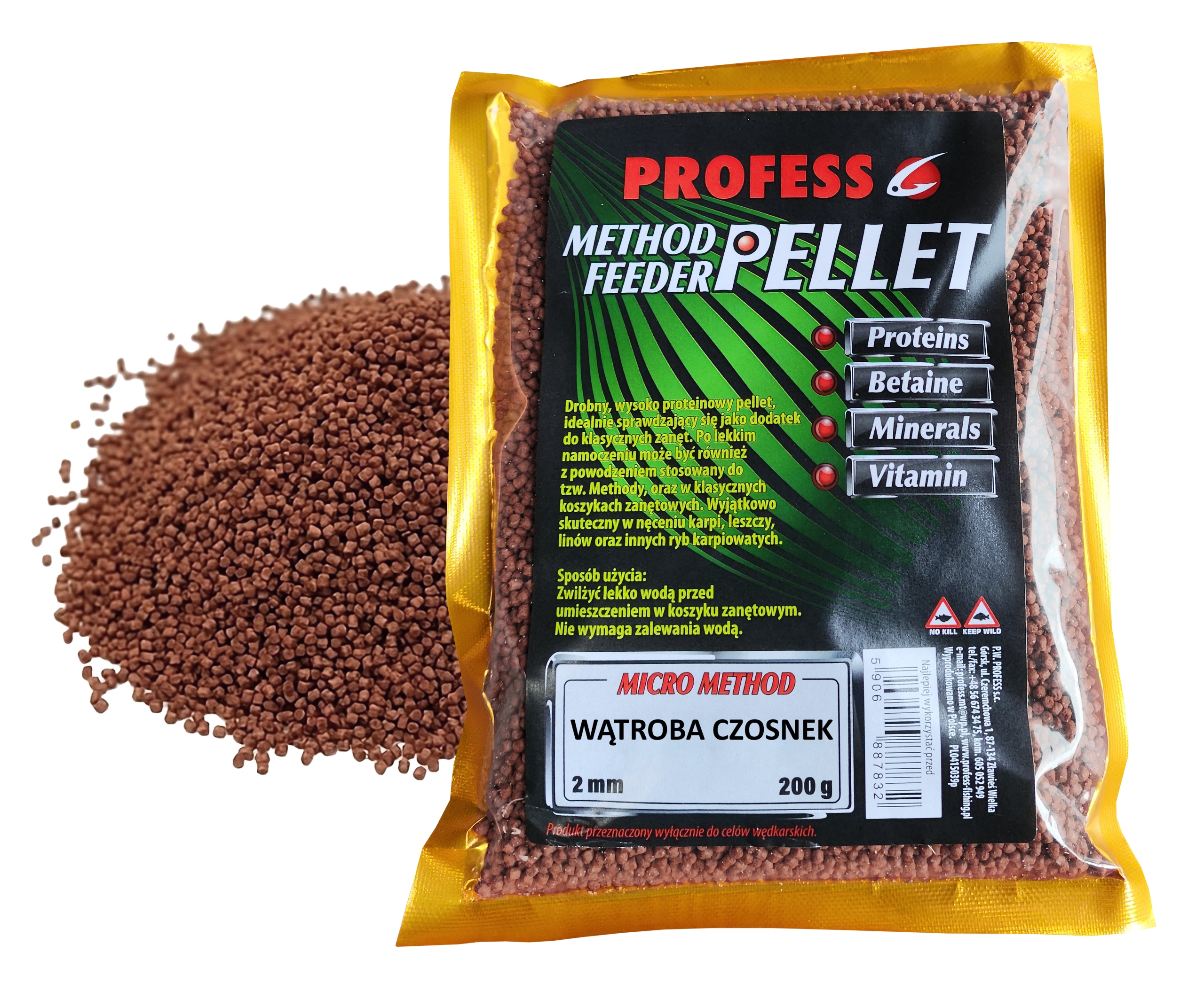 Pellet Method Feeder Micro 2mm Wątroba Czosnek 200g Profess